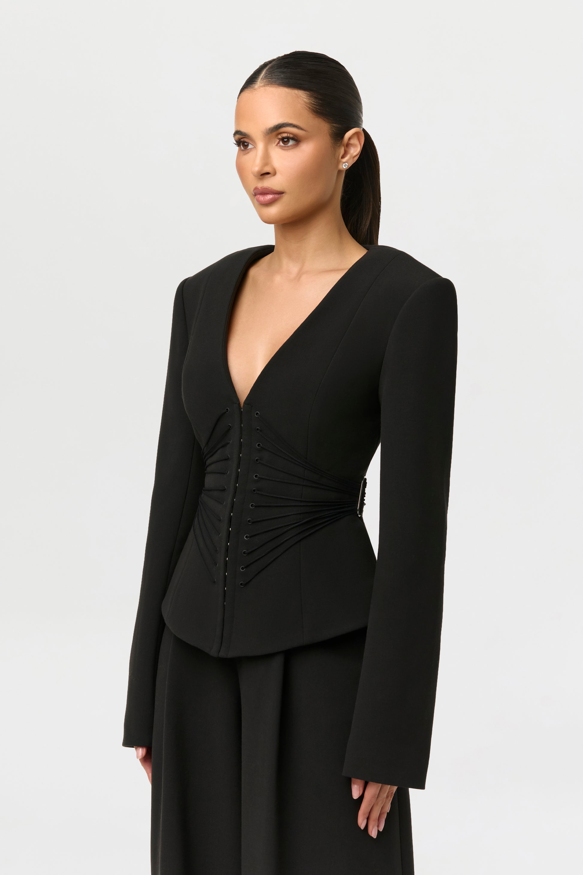 Suiting V-Neck Corset Blazer