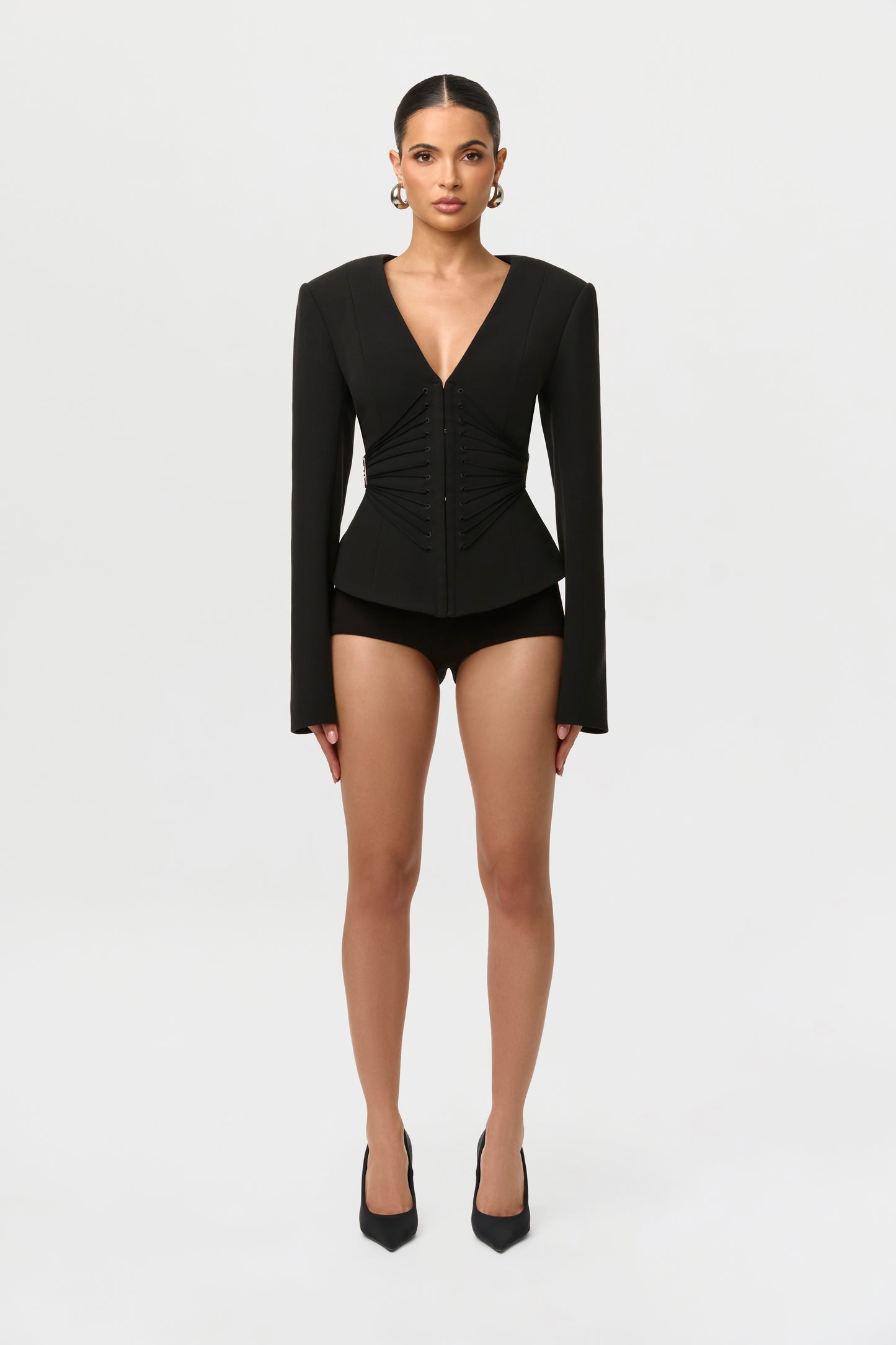 Suiting V-Neck Corset Blazer