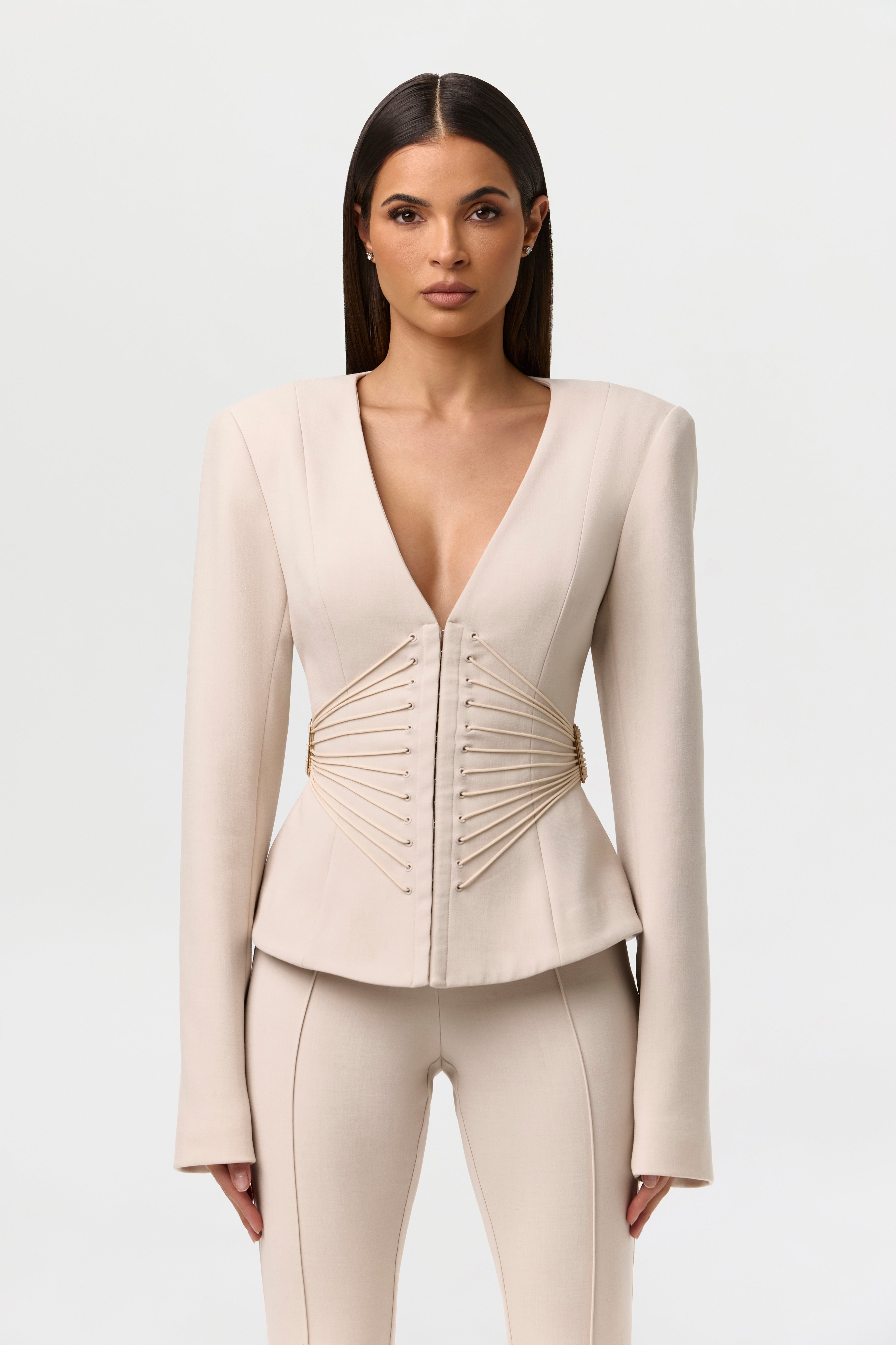 Suiting V-Neck Corset Blazer