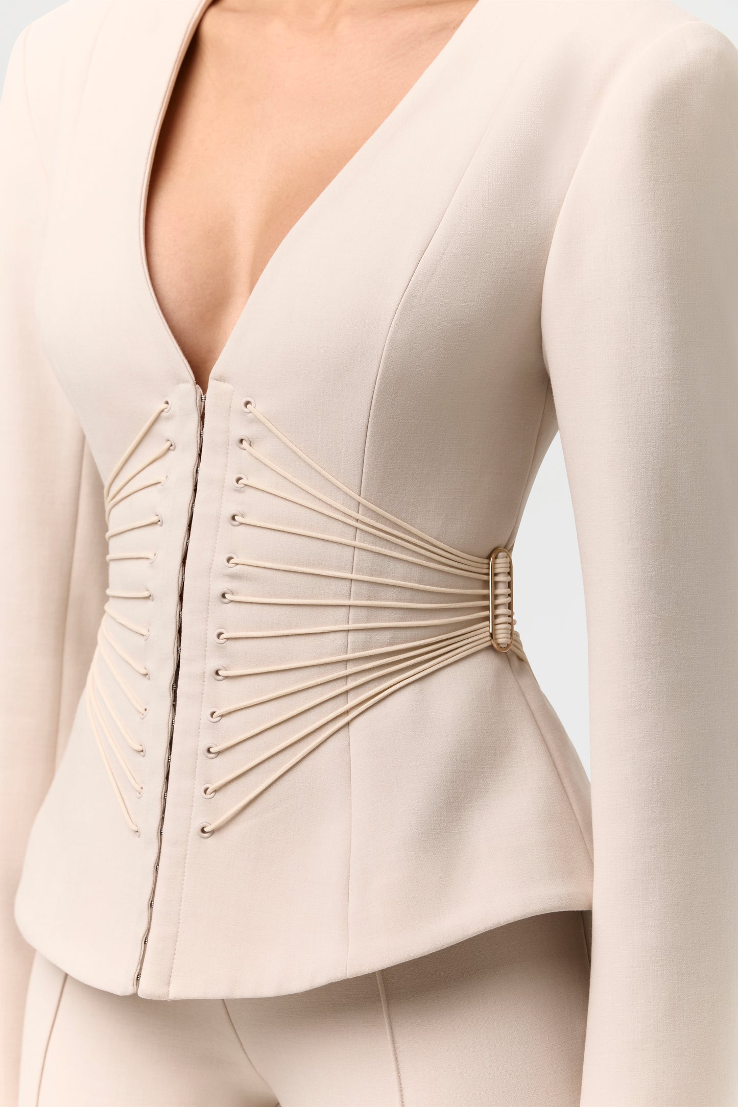 Suiting V-Neck Corset Blazer