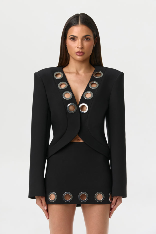 Ponte Grommet Mini Skirt