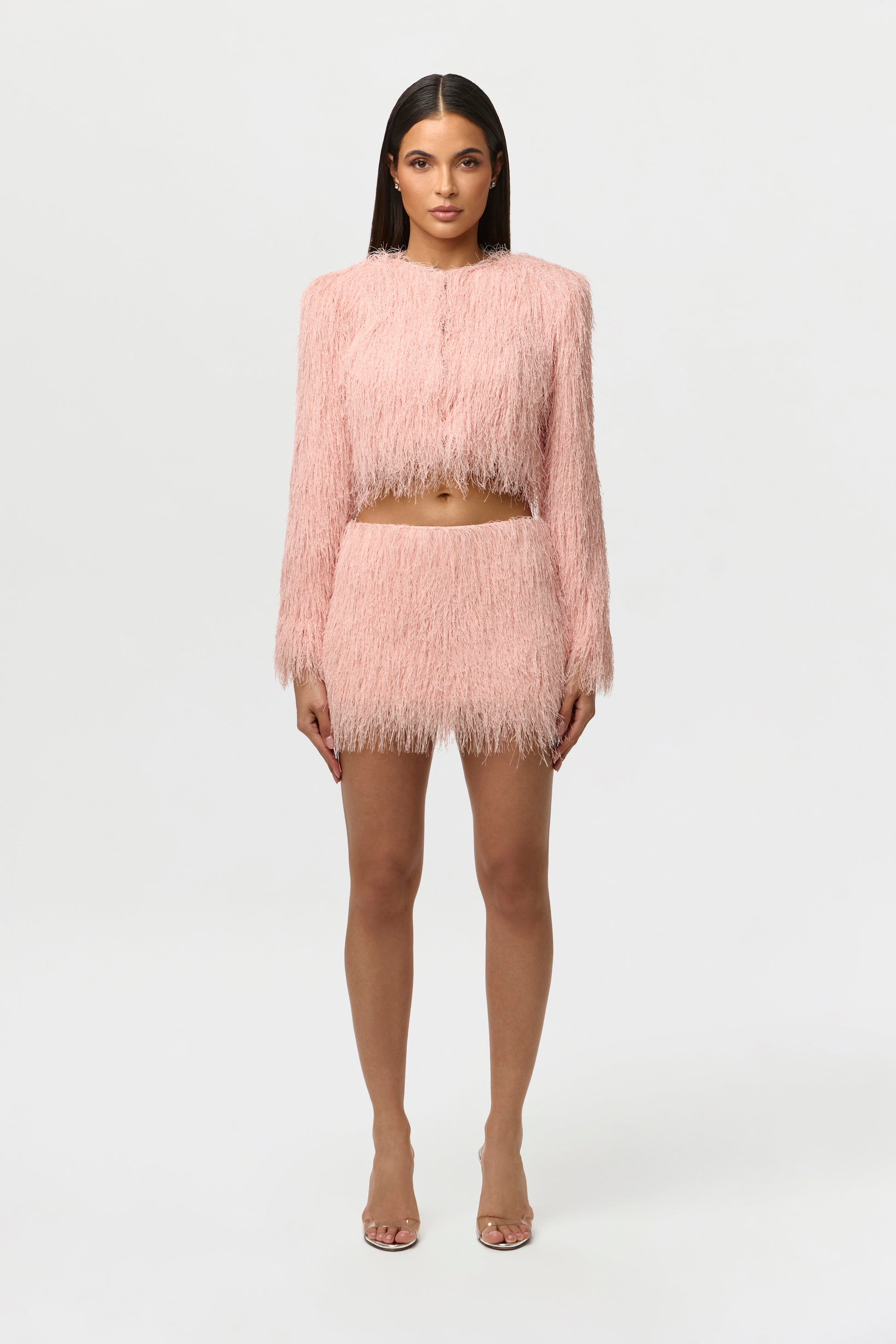 Faux Fringe Cropped Jacket