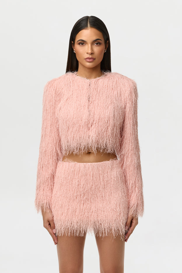 Faux Fringe Mini Skirt