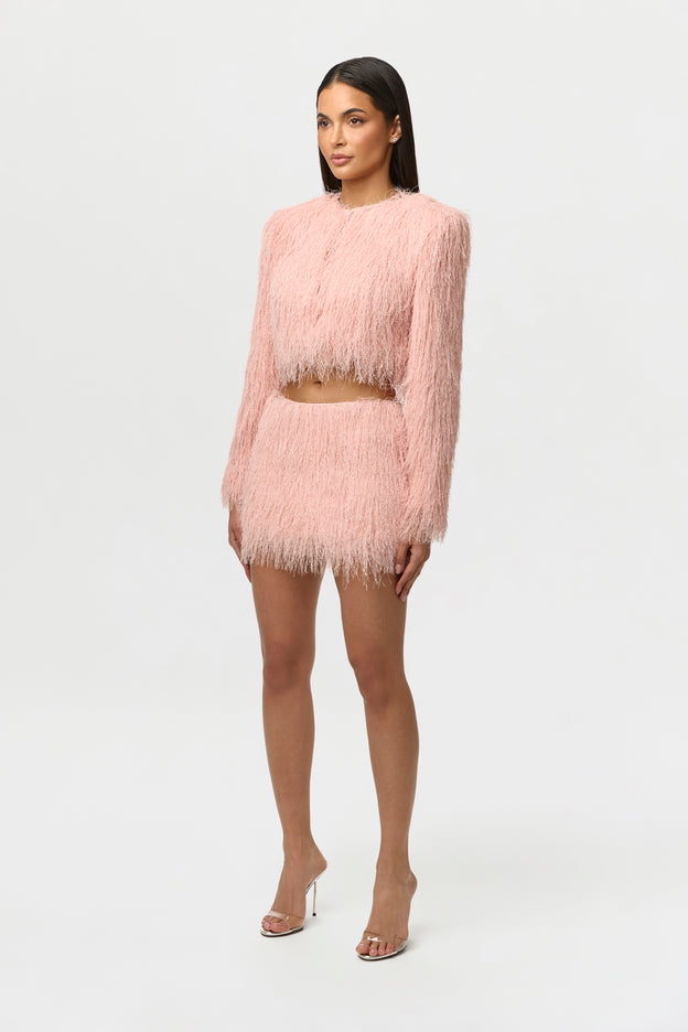Faux Fringe Cropped Jacket