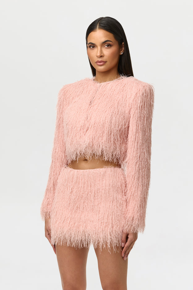 Faux Fringe Mini Skirt