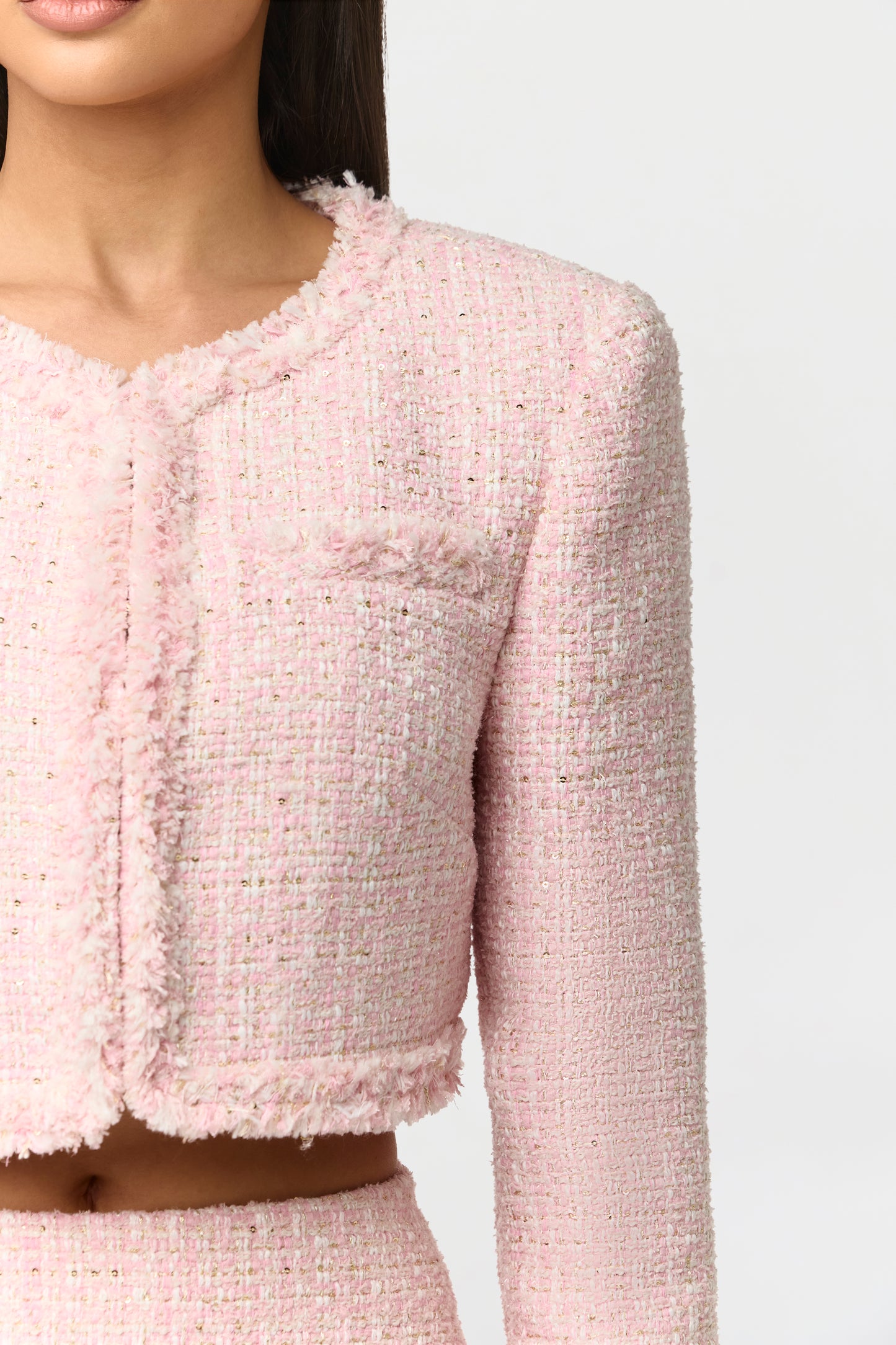 Tweed Sequin Cropped Blazer