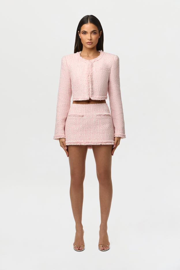 Tweed Sequin Cropped Blazer