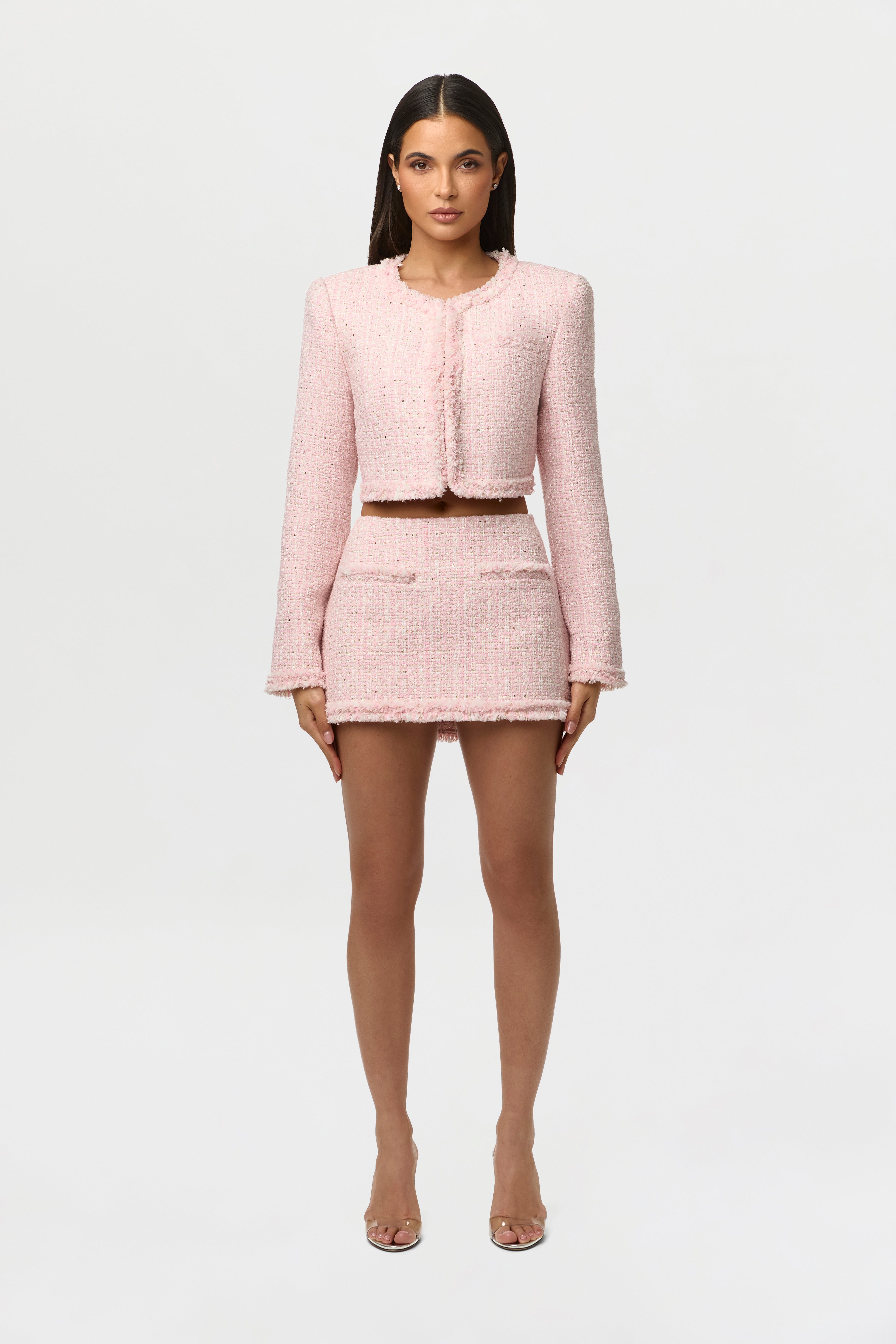 新品包装未開封　tweed narrow skirt Lavender Tweed Mini Skirt