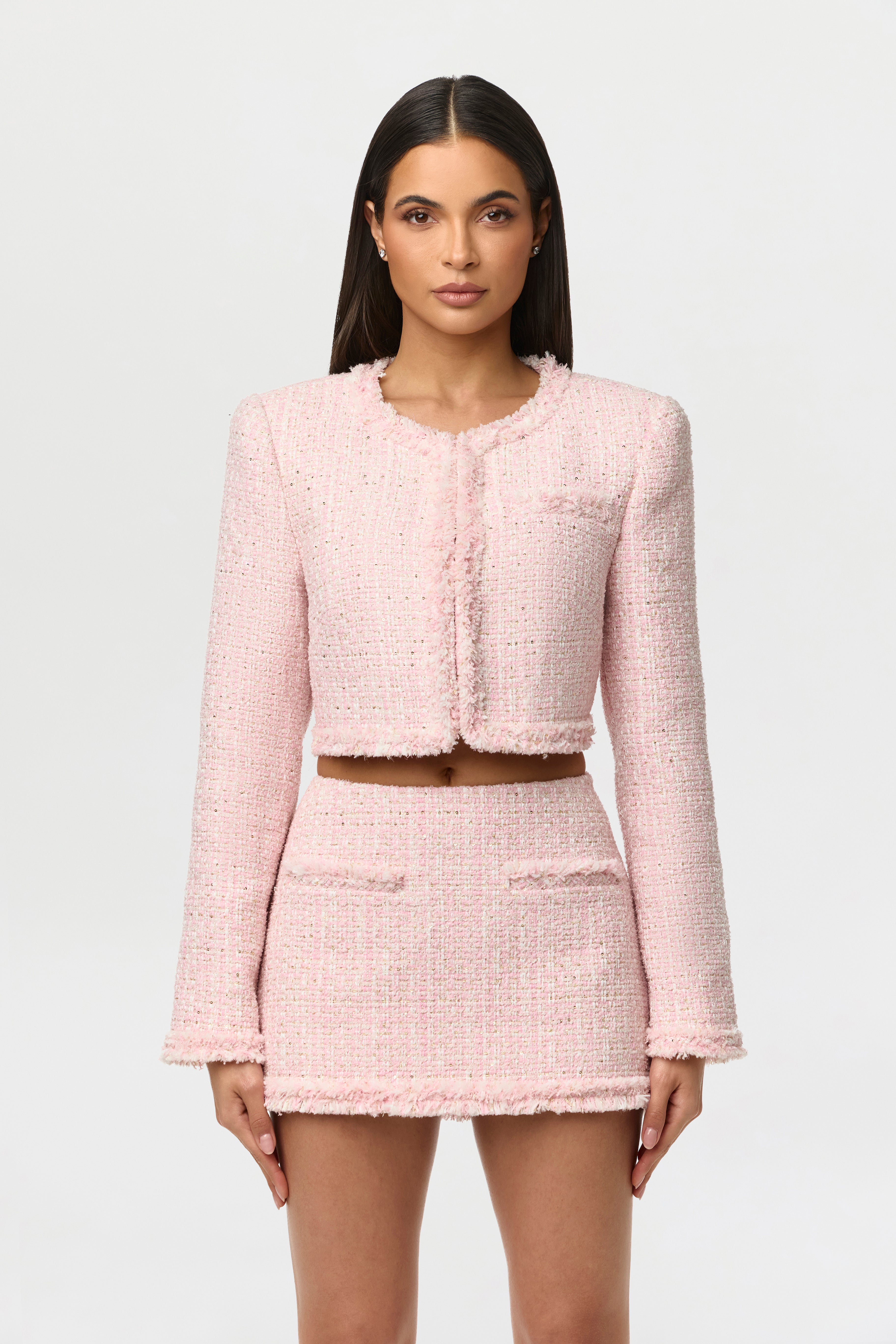 Tweed Sequin Cropped Blazer