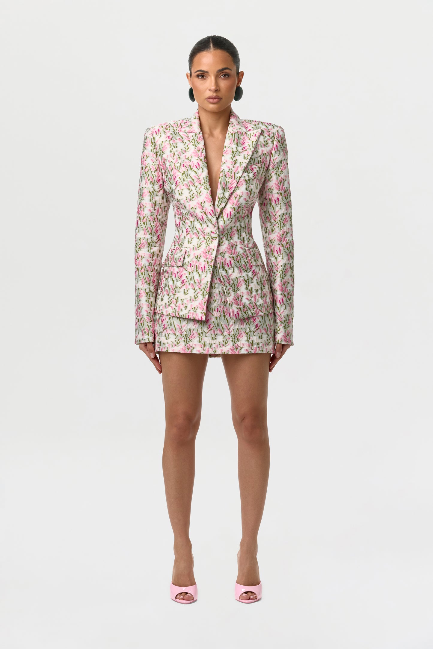 Suiting Floral Jacquard Mini Skirt