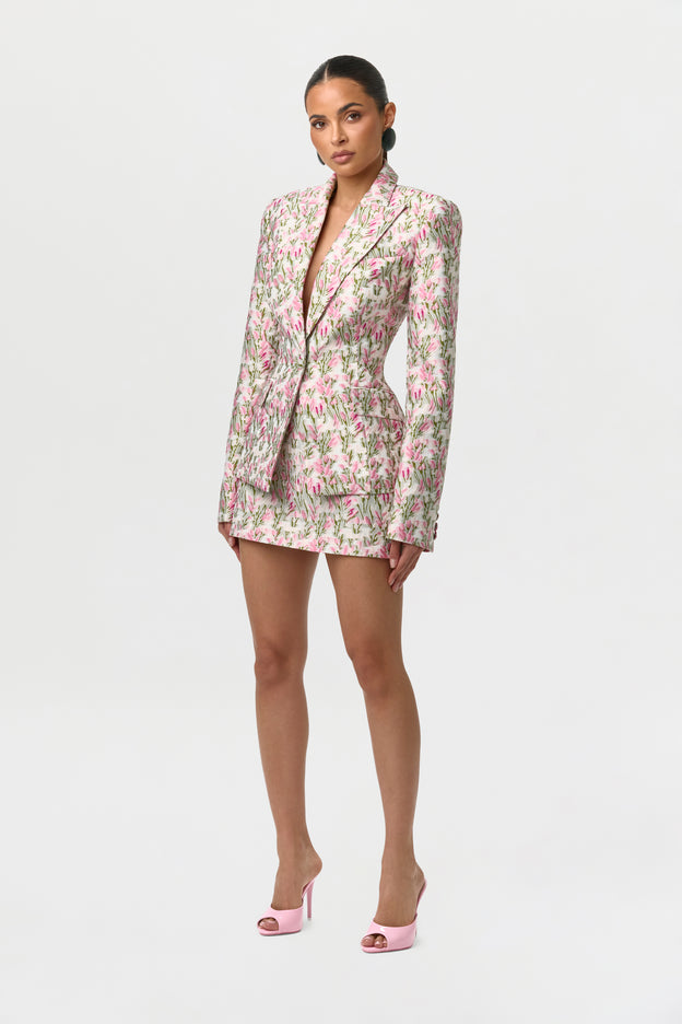 Suiting Floral Jacquard Mini Skirt