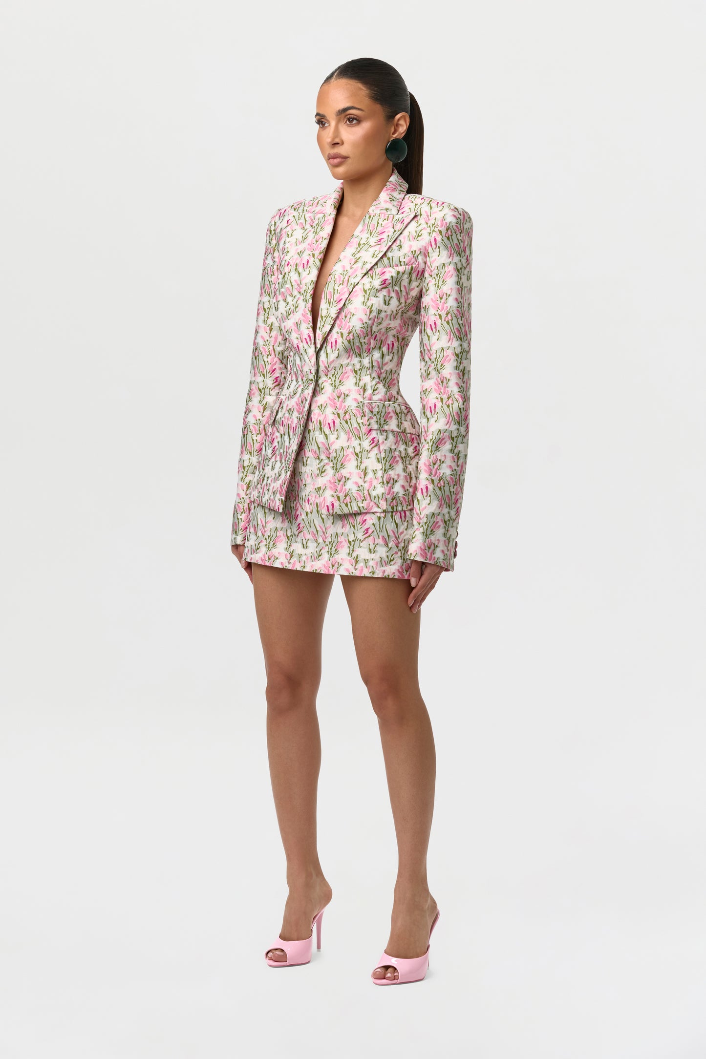 Suiting Floral Jacquard Mini Skirt