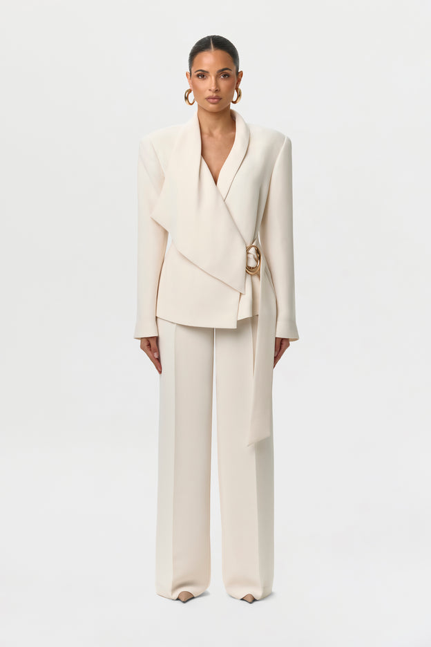 Suiting Pleated Wide-Leg Pants