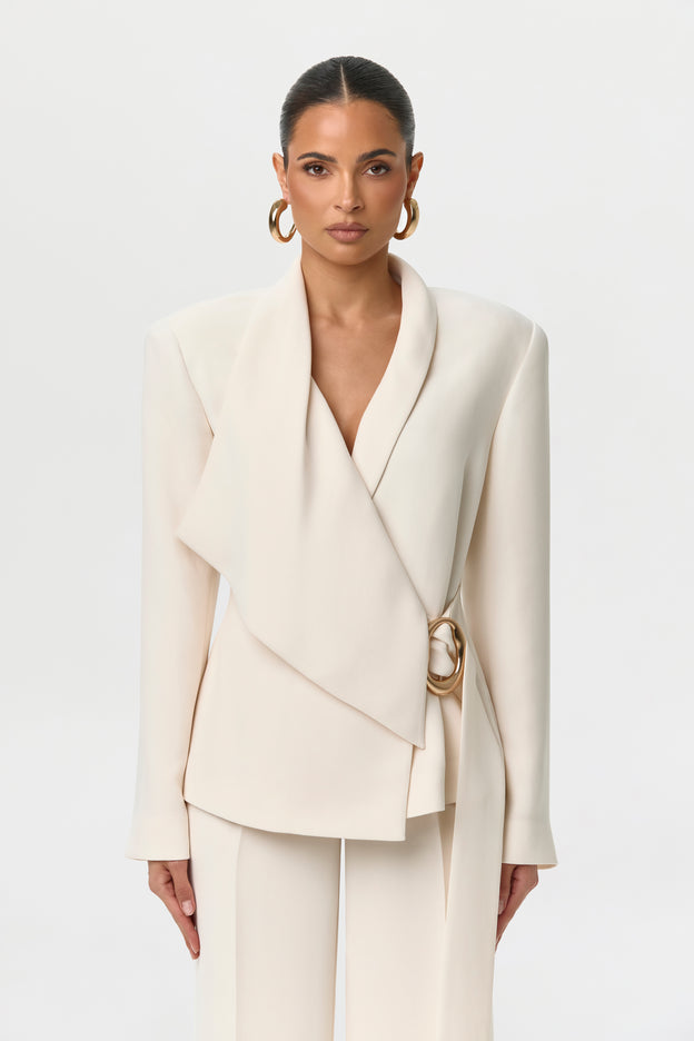 Suiting Asymmetric Wrap Blazer
