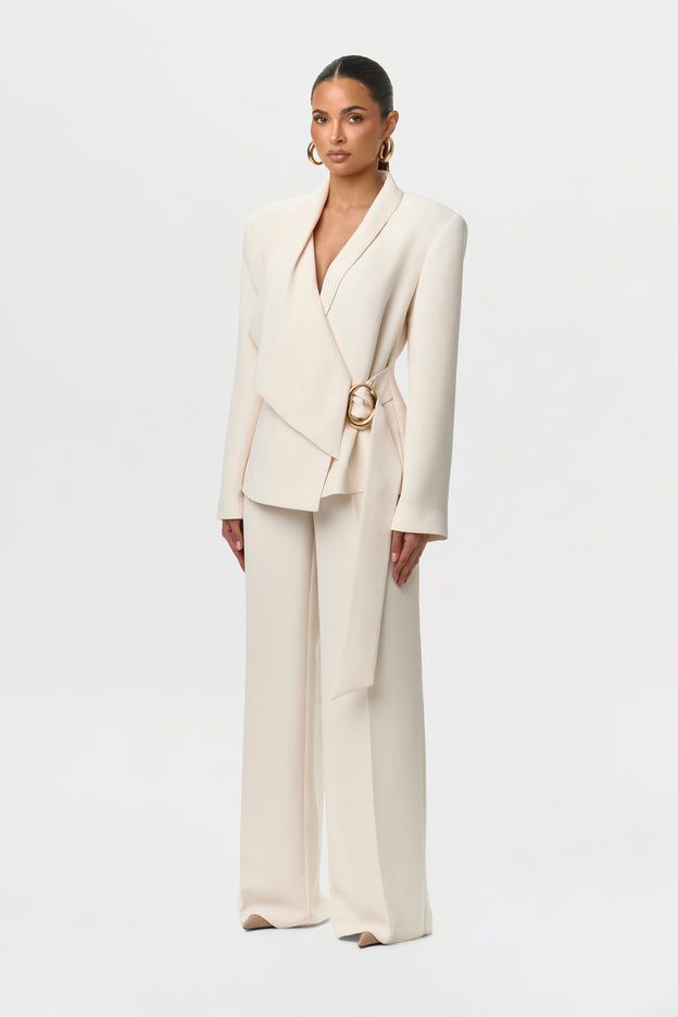 Suiting Asymmetric Wrap Blazer