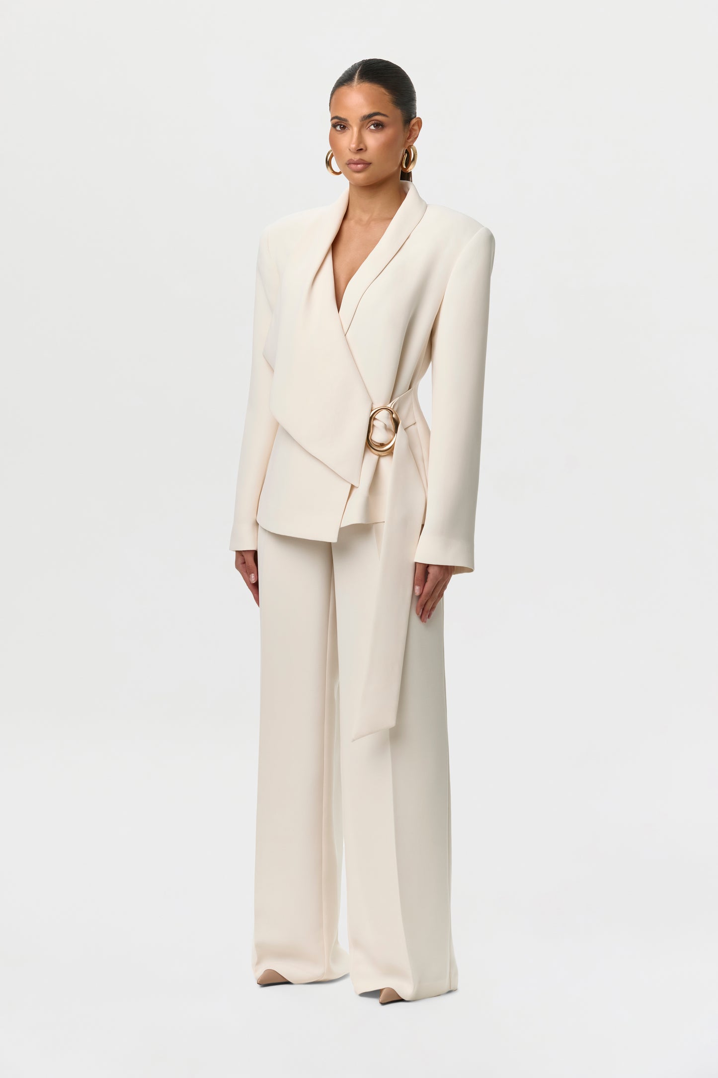 Suiting Pleated Wide-Leg Pants
