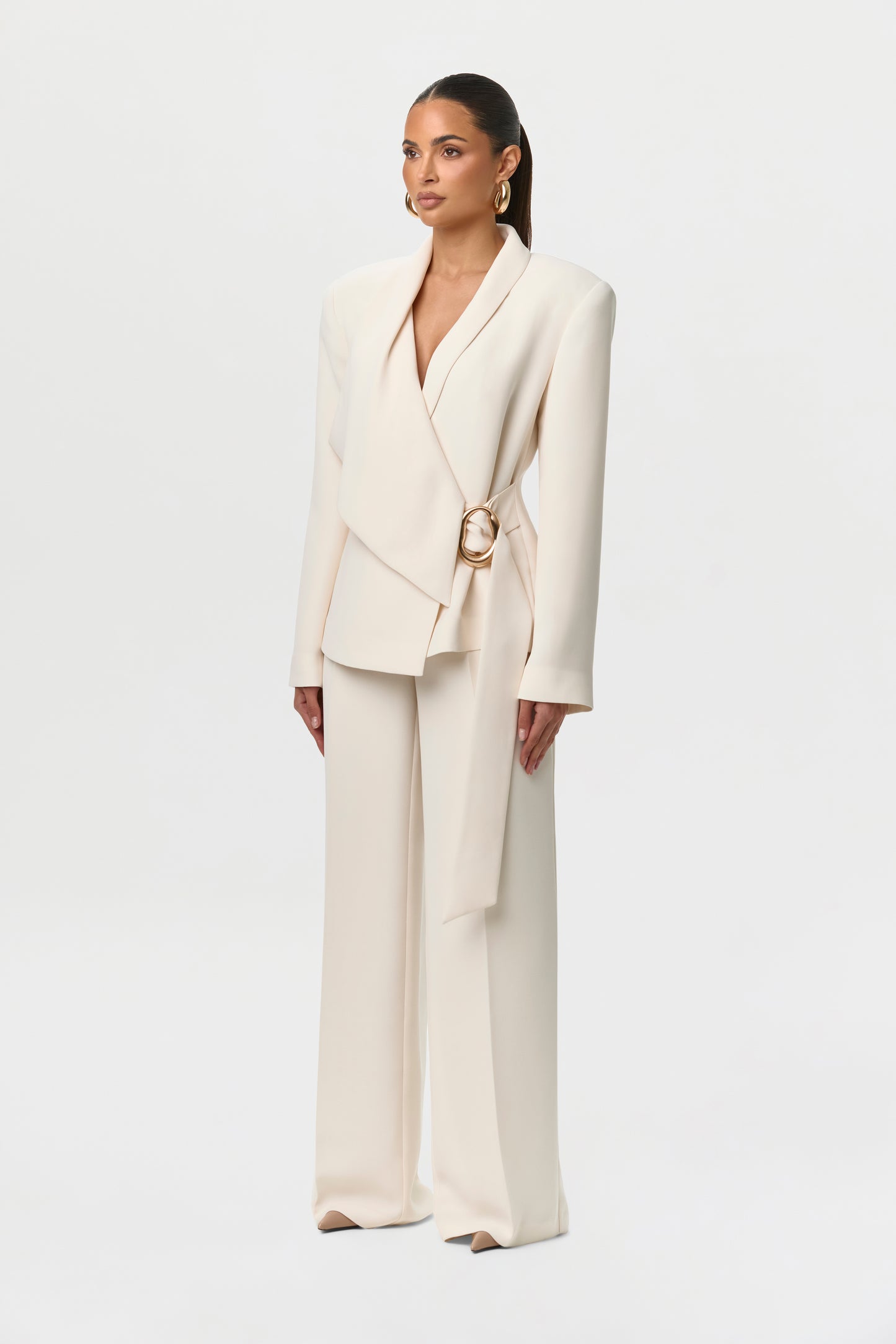Suiting Pleated Wide-Leg Pants