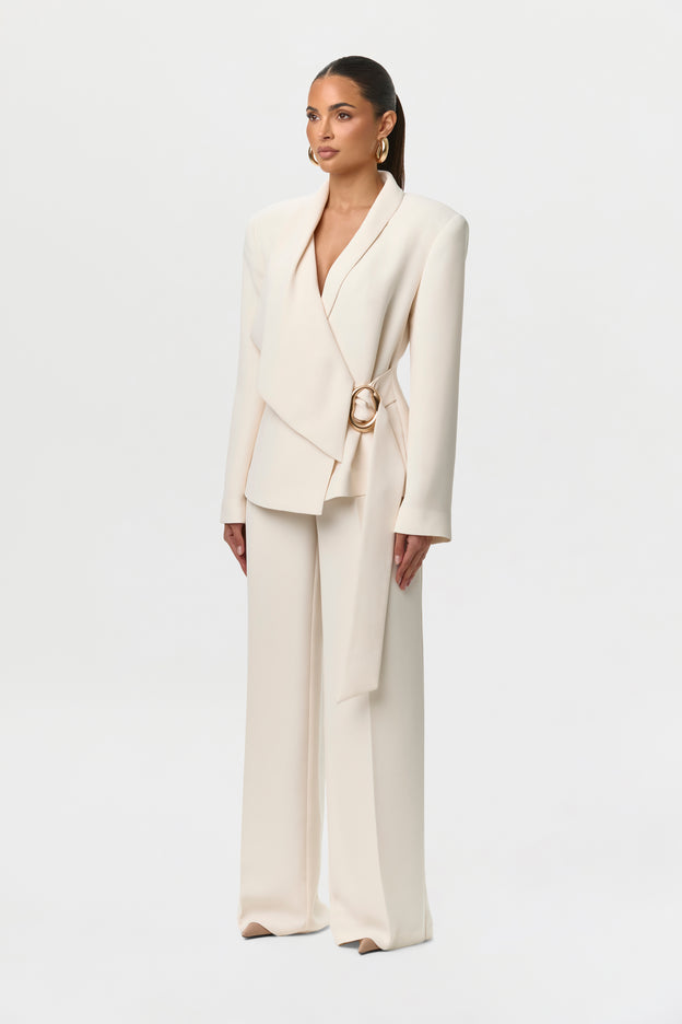 Suiting Pleated Wide-Leg Pants