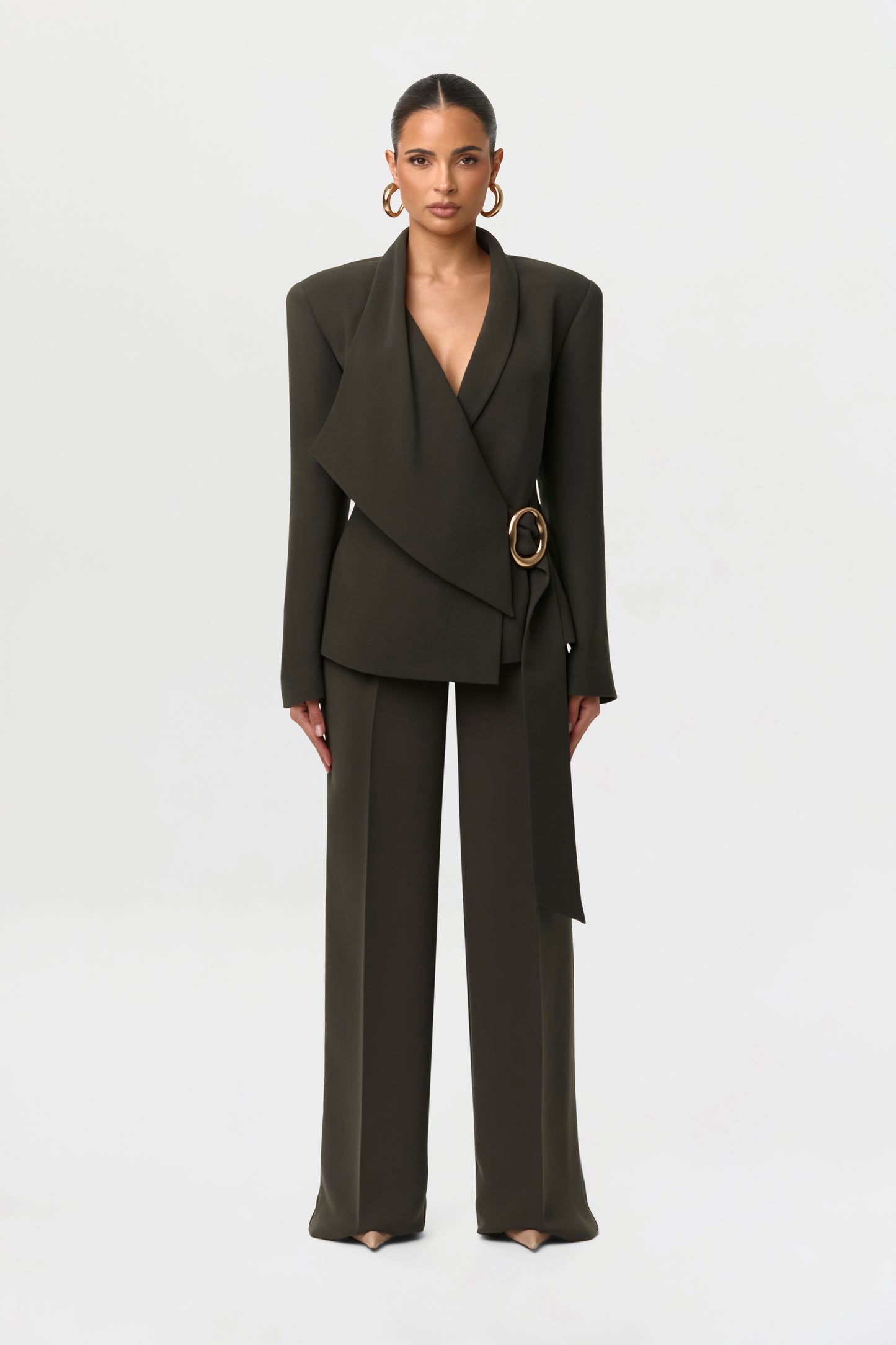 Suiting Asymmetric Wrap Blazer