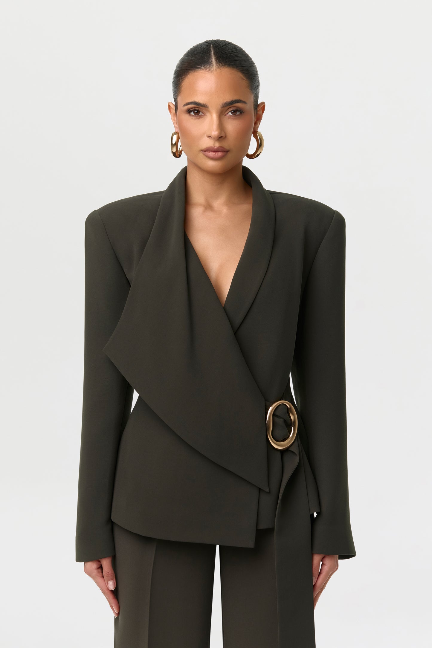 Suiting Asymmetric Wrap Blazer