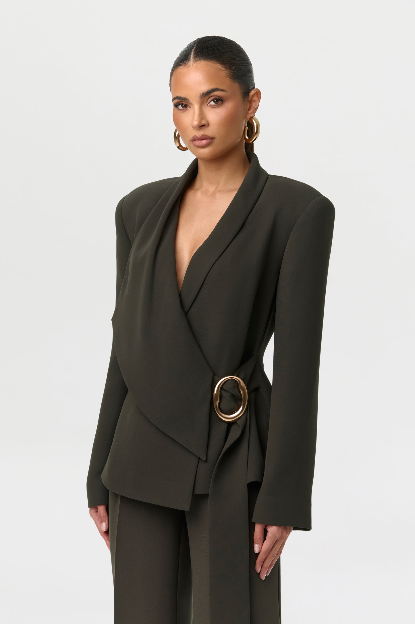 Suiting Asymmetric Wrap Blazer