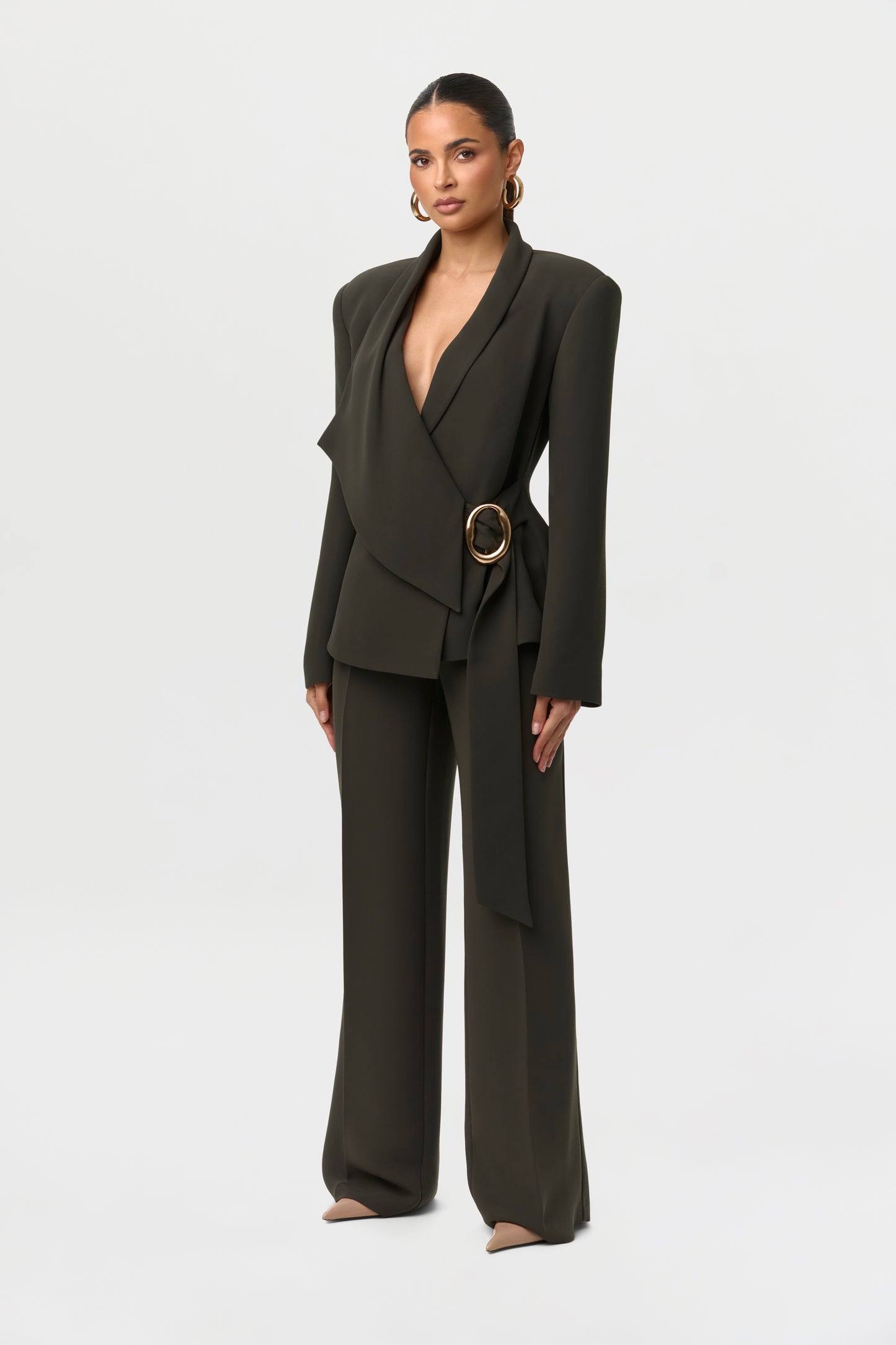 Suiting Pleated Wide-Leg Pants