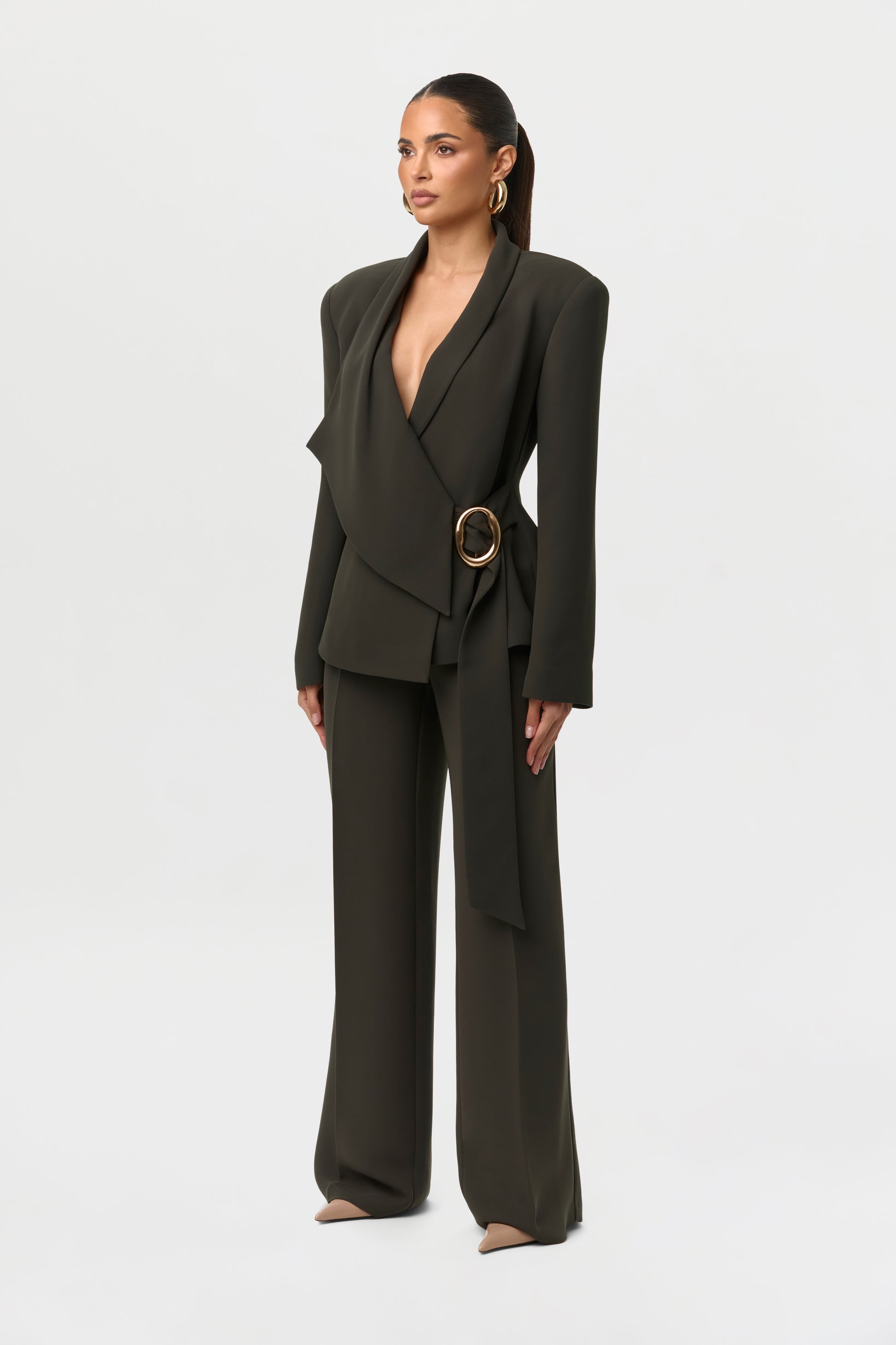 pleated wide leg dress pants Effortless Pleated Wide Leg Trousers - Black