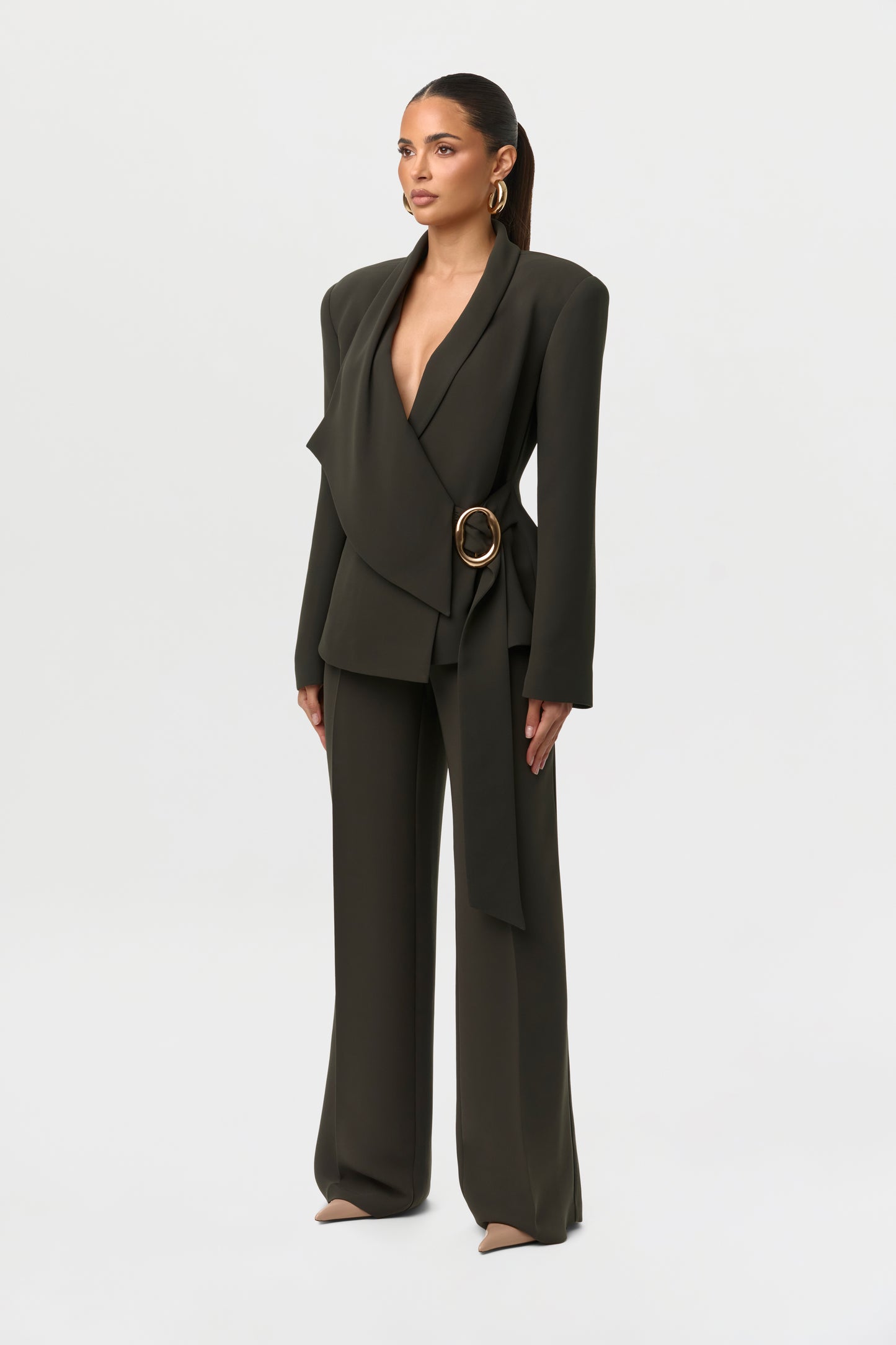 Suiting Pleated Wide-Leg Pants