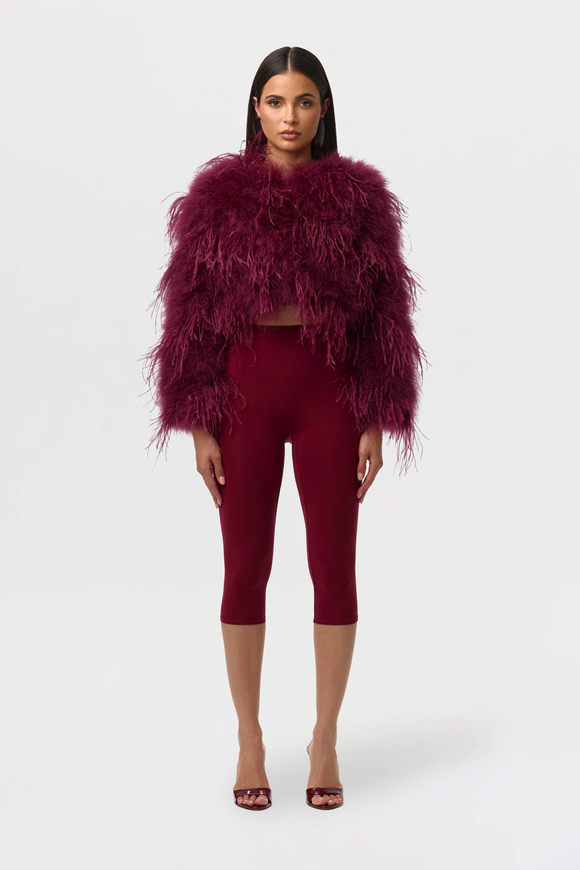 Sangria Feather Cropped Jacket