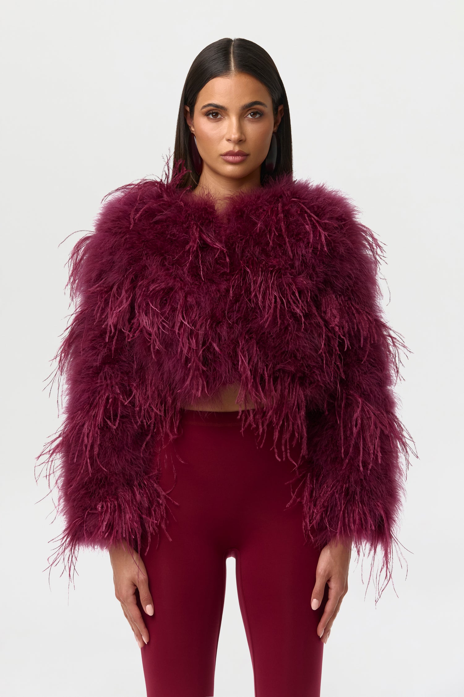 Sangria Feather Cropped Jacket