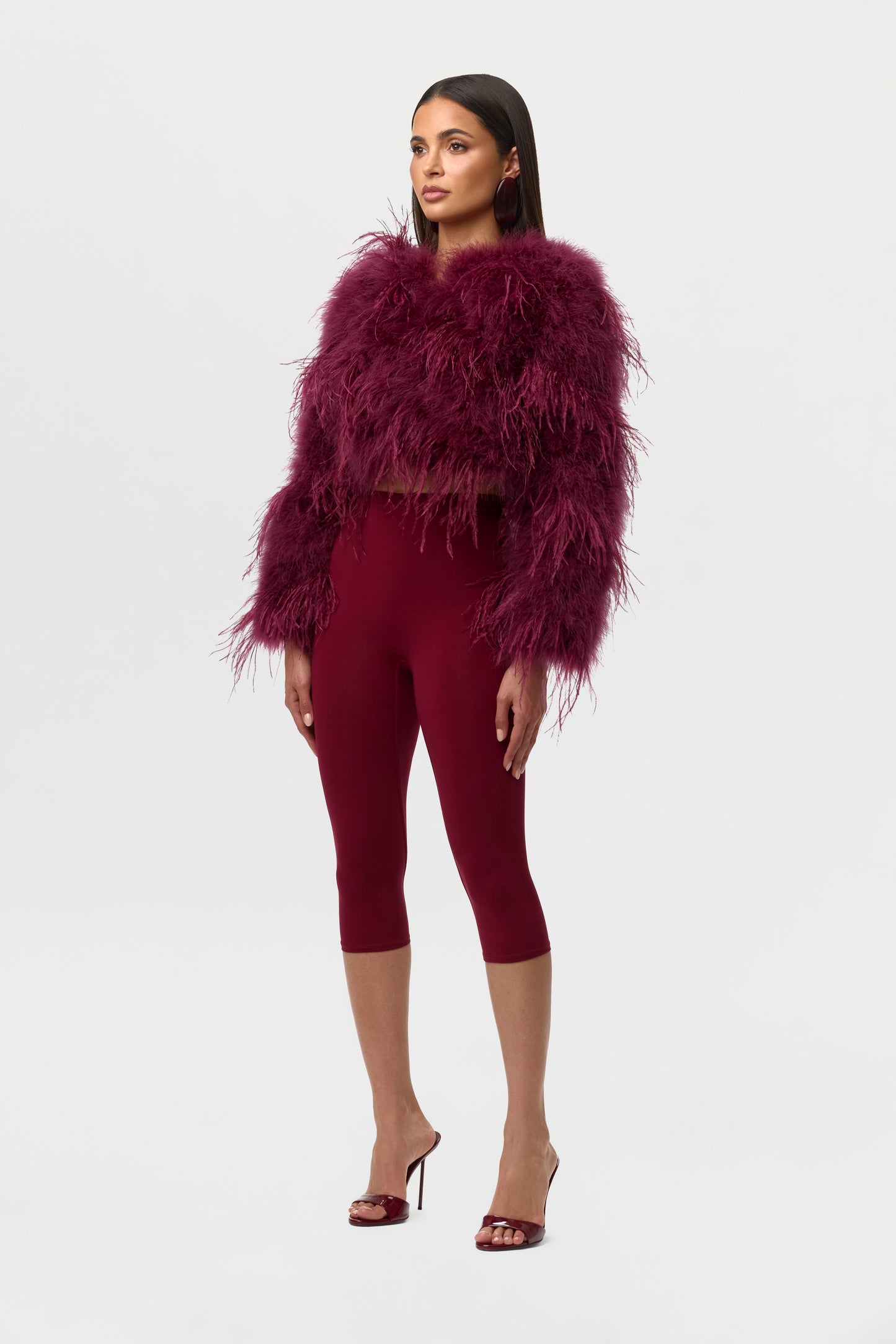 Sangria Feather Cropped Jacket