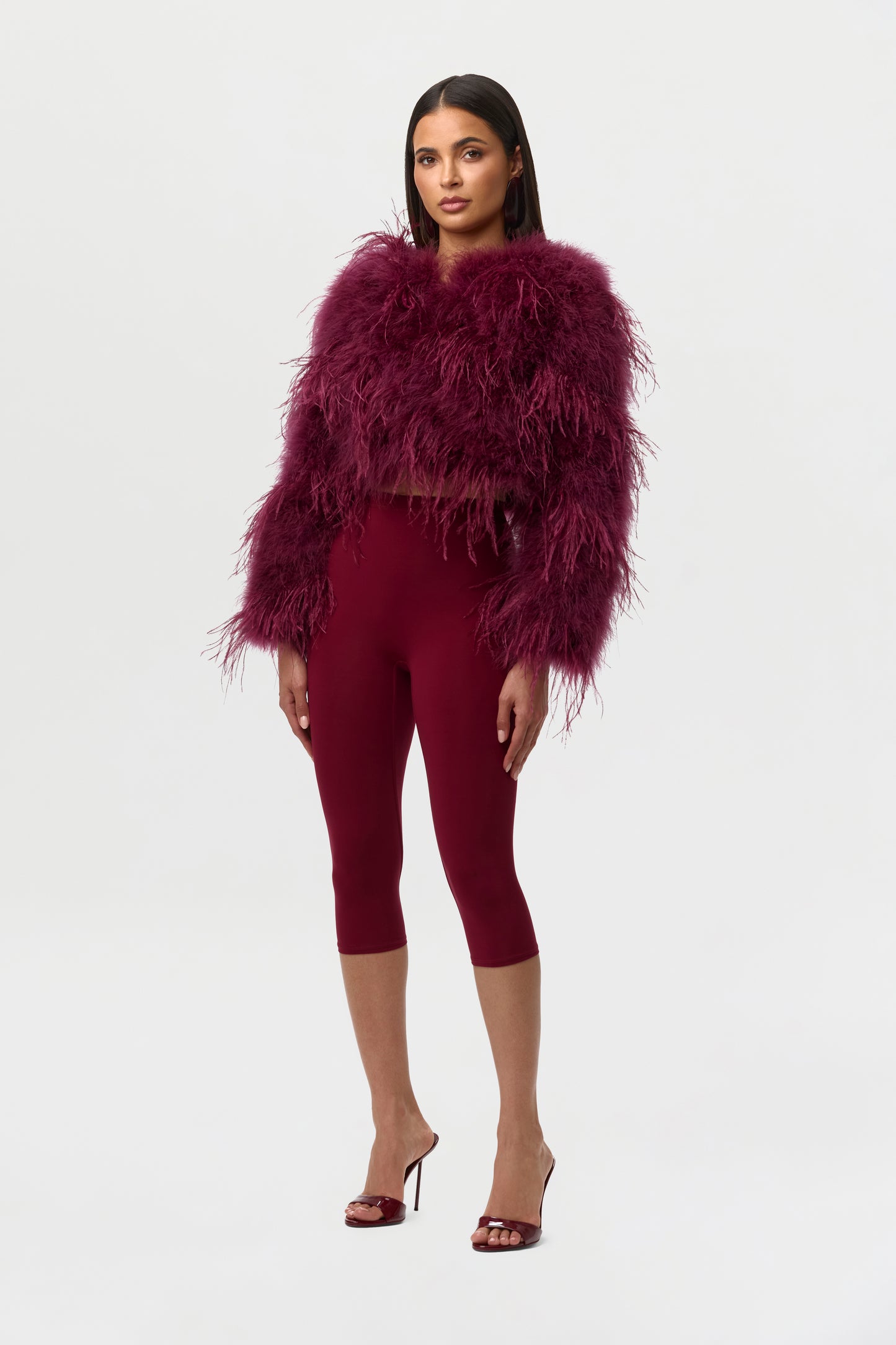 Sangria Feather Cropped Jacket