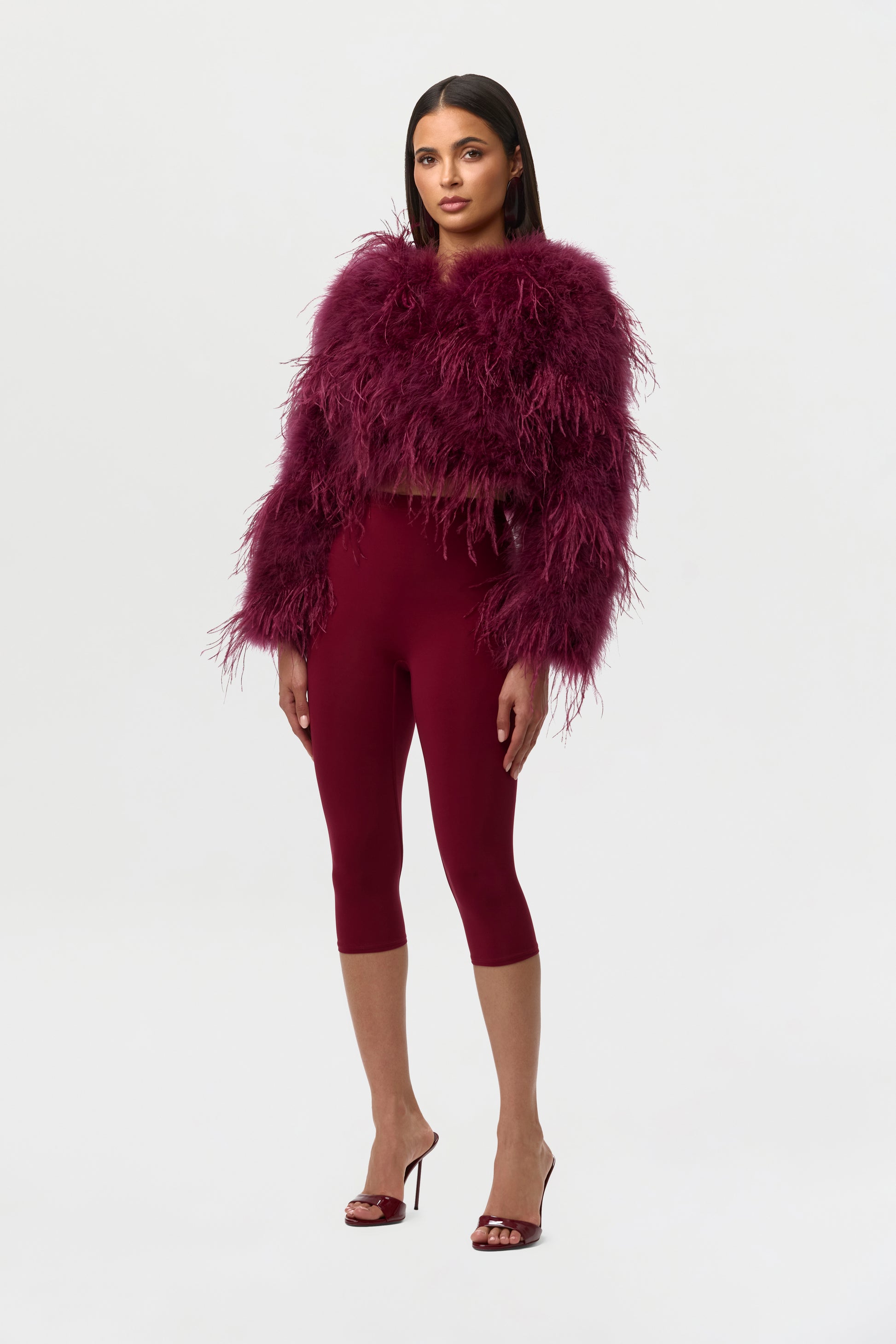 Sangria Feather Cropped Jacket