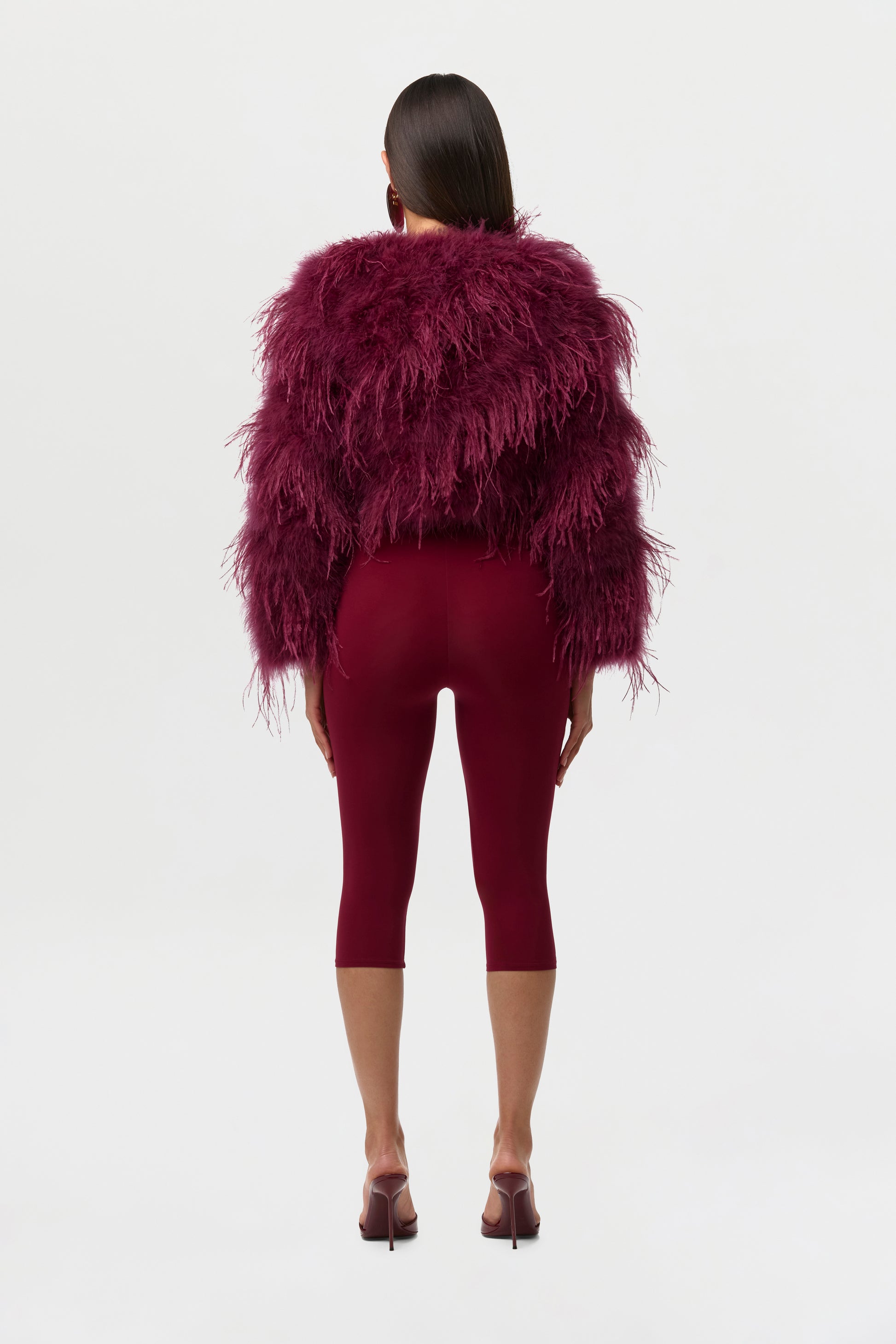 Sangria Feather Cropped Jacket