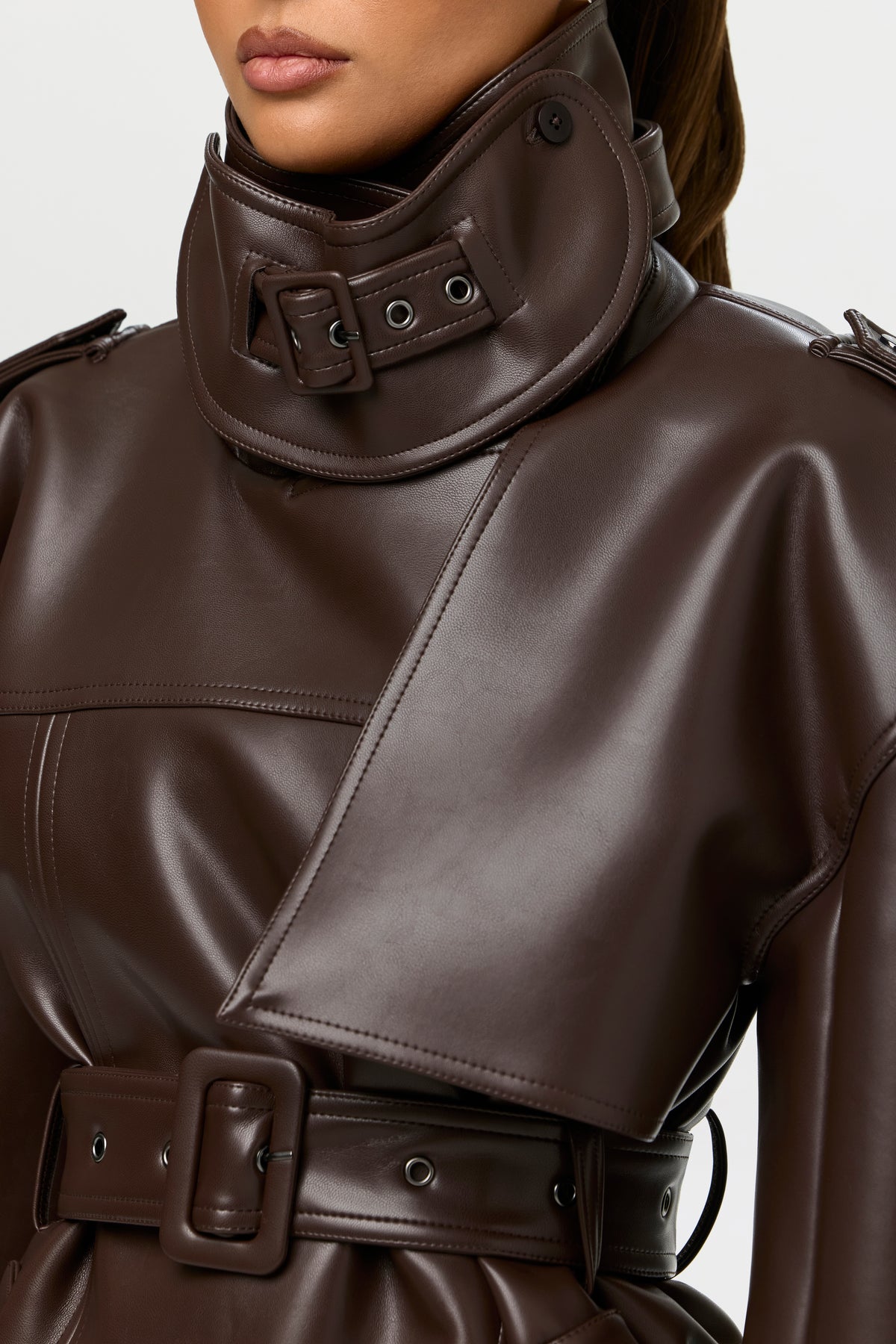 Vegan Leather Belted Jacket