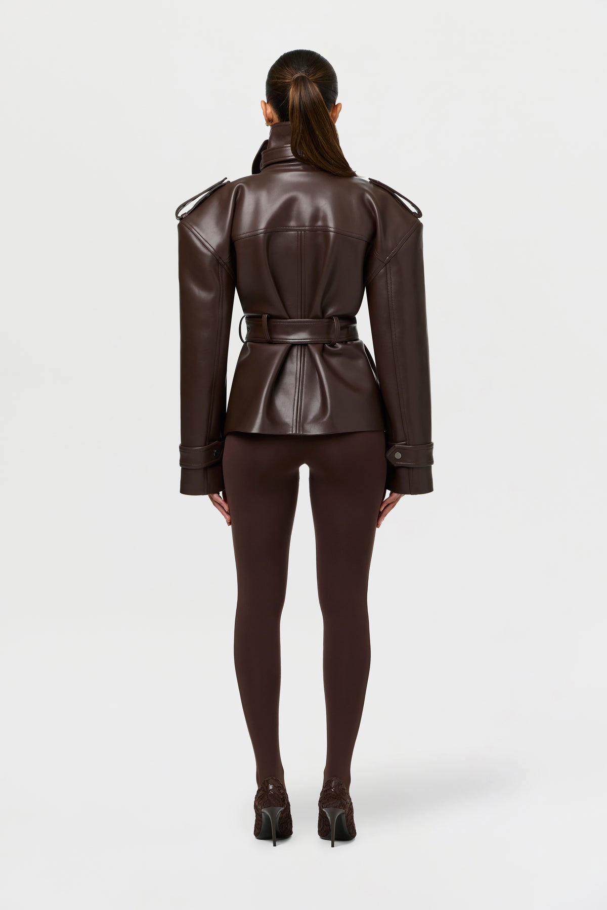 Vegan Leather Belted Jacket