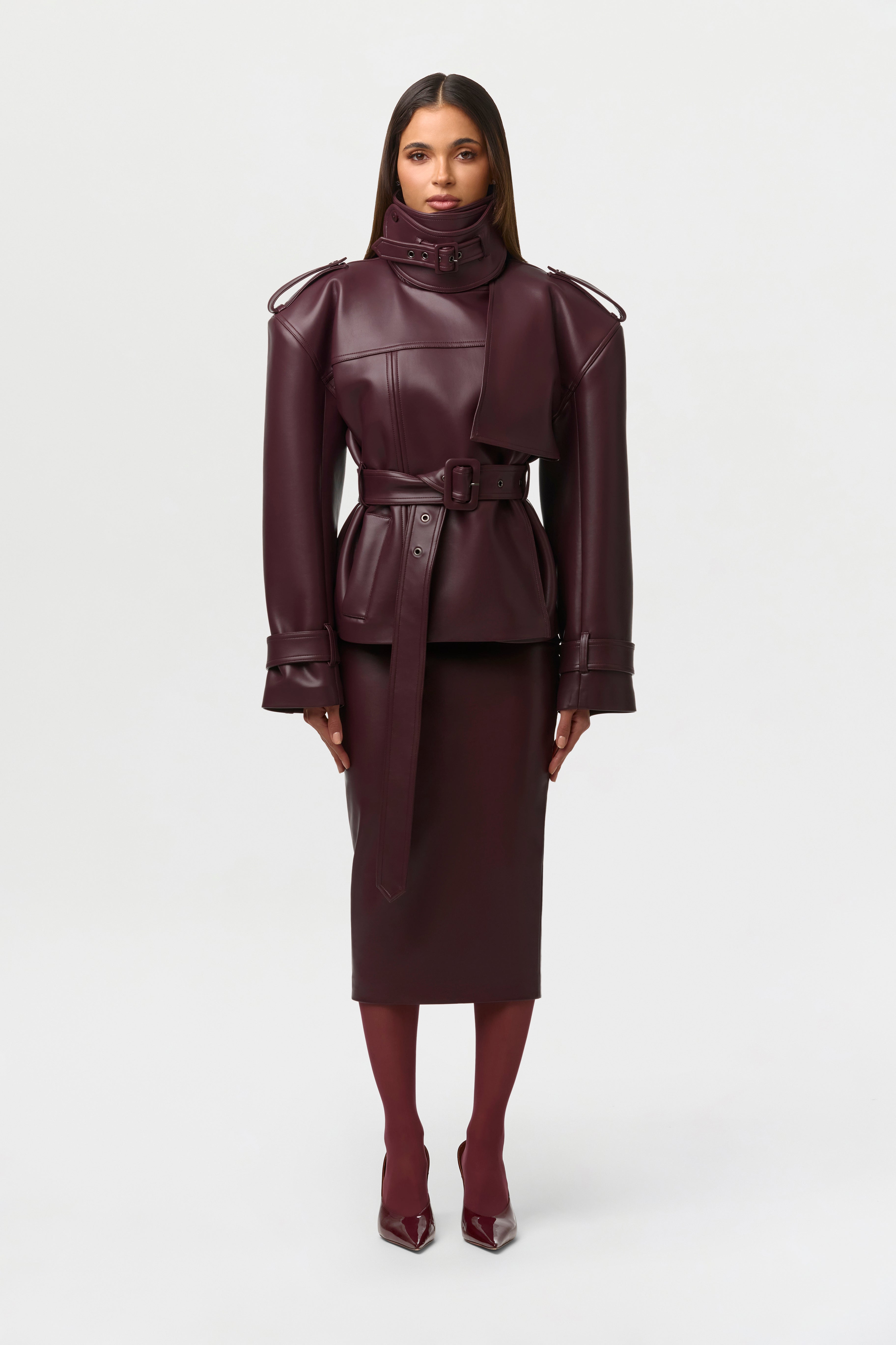 Vegan Leather Midi Skirt