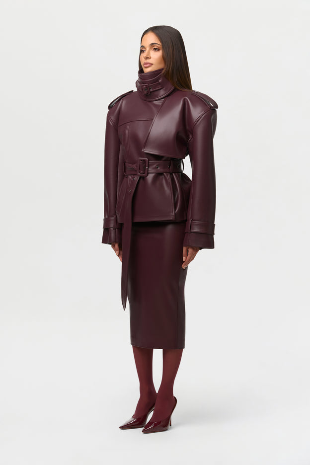 Vegan Leather Midi Skirt