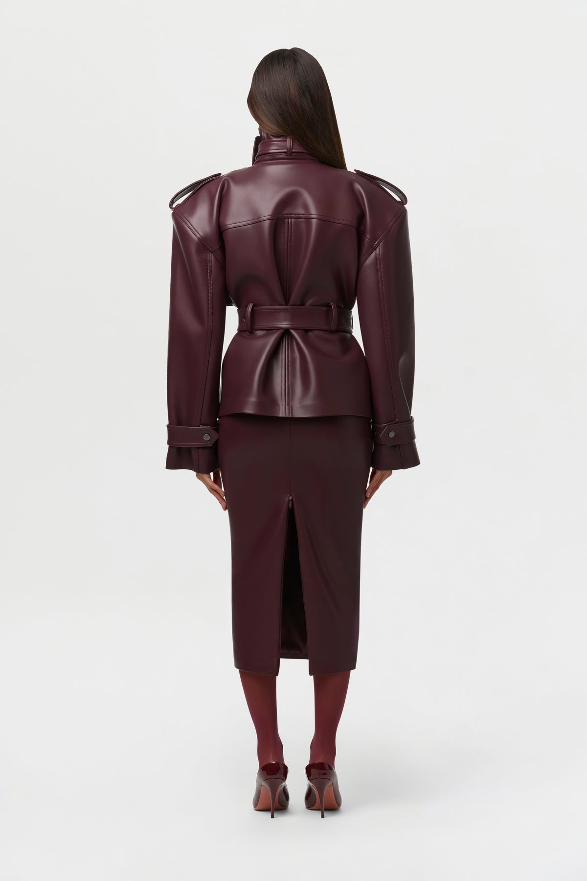 Vegan Leather Belted Jacket