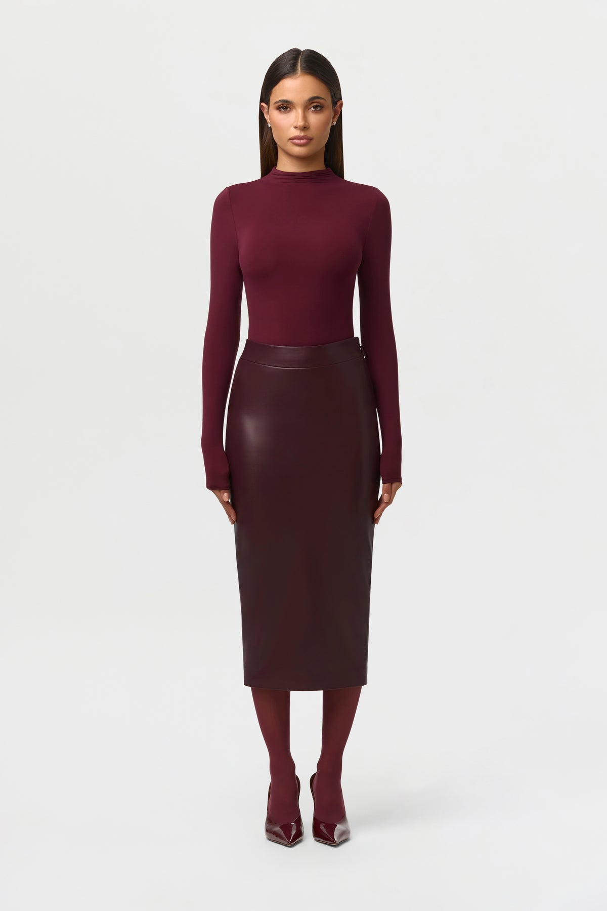 Vegan Leather Midi Skirt