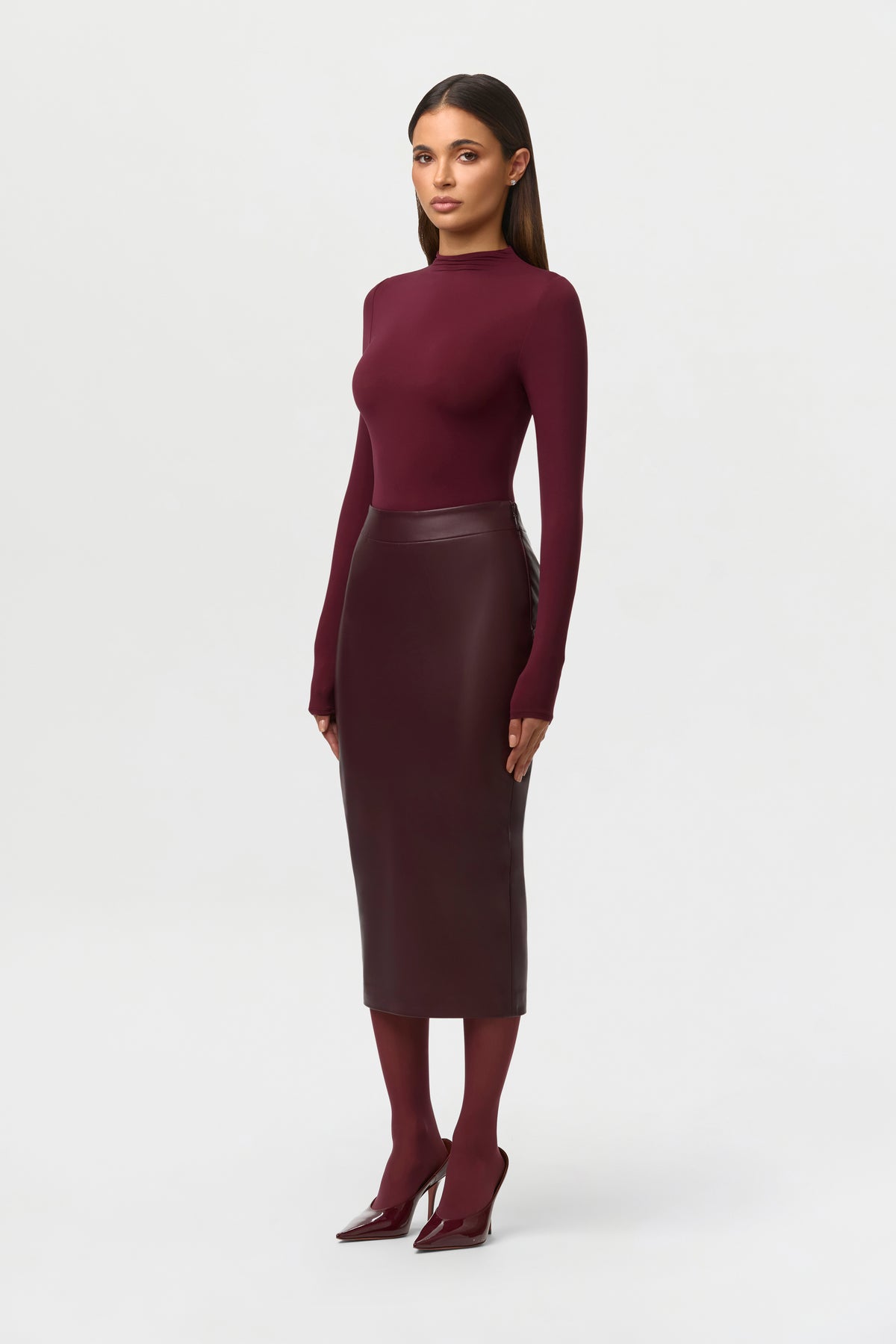 Vegan Leather Midi Skirt