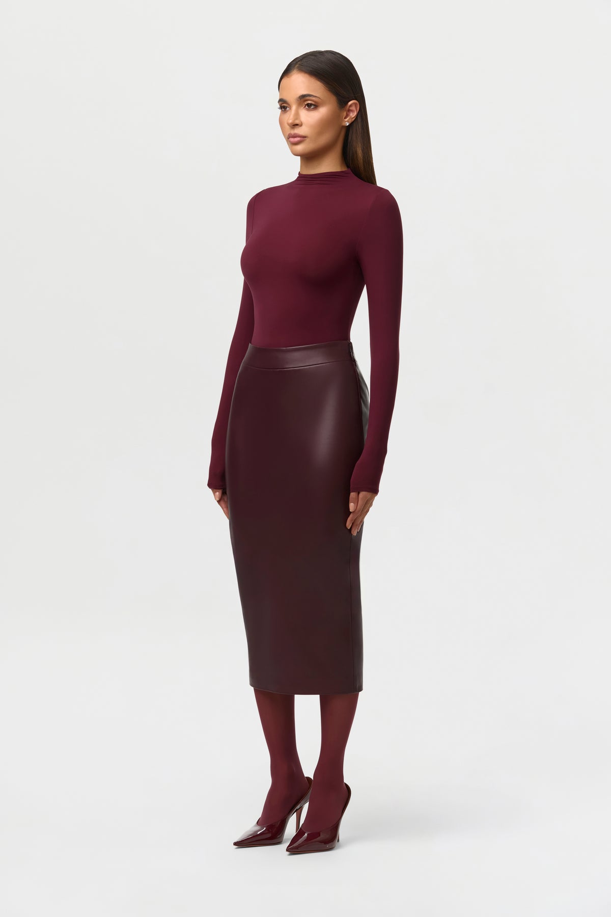 Vegan Leather Midi Skirt