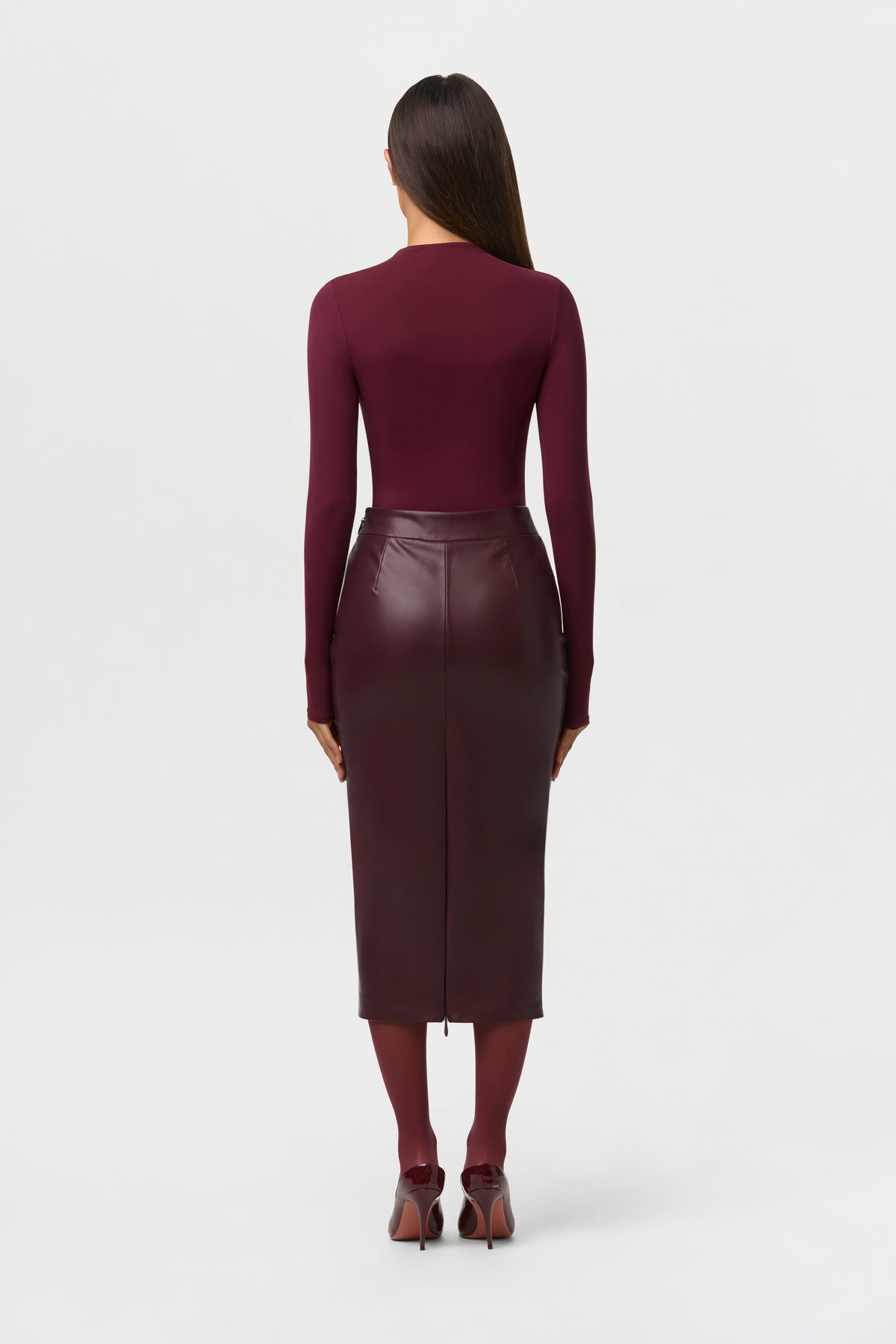 Vegan Leather Midi Skirt