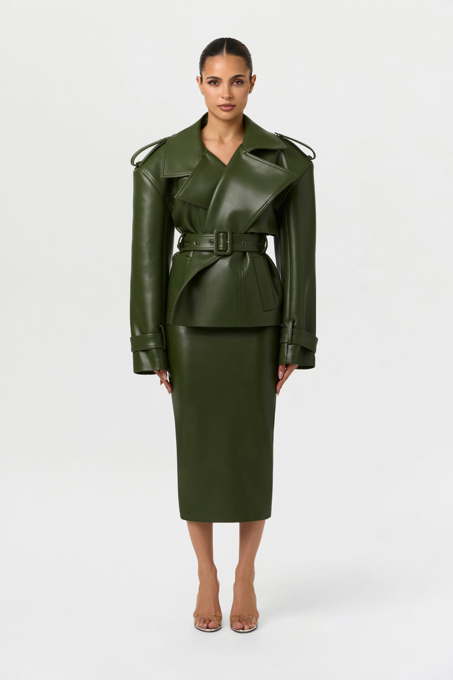 Vegan Leather Midi Skirt