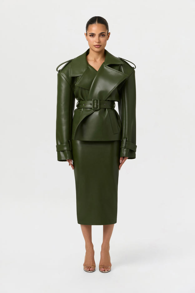 Vegan Leather Midi Skirt