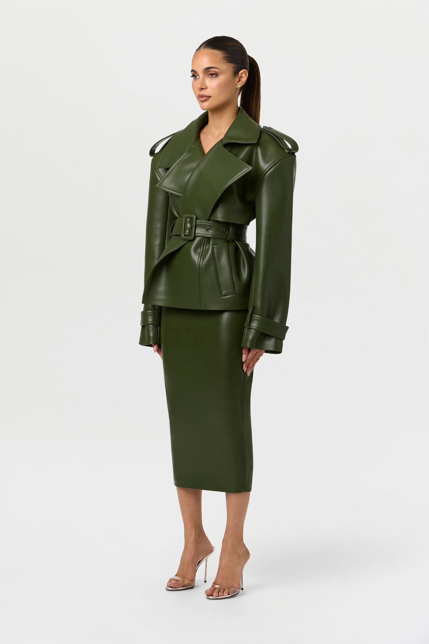 Vegan Leather Midi Skirt