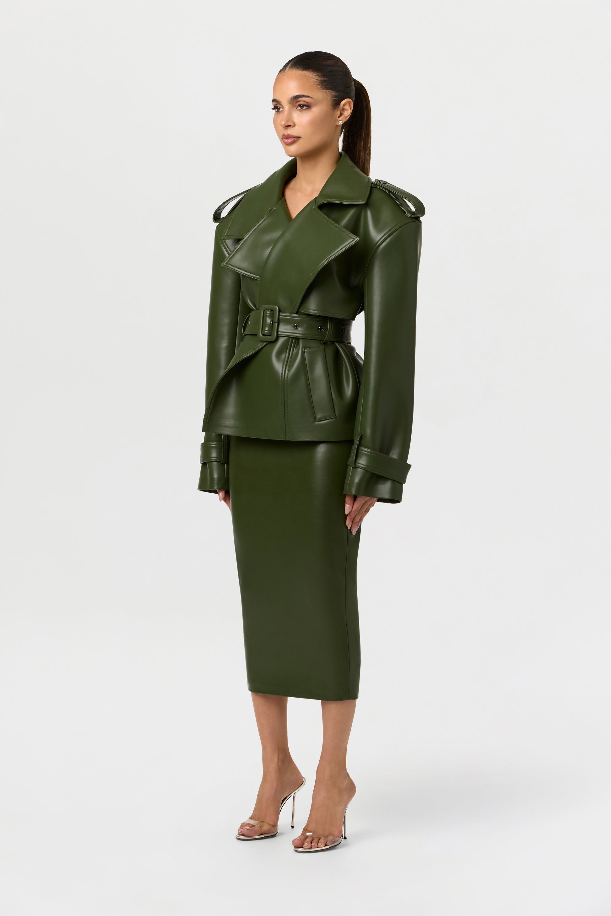 Vegan Leather Midi Skirt