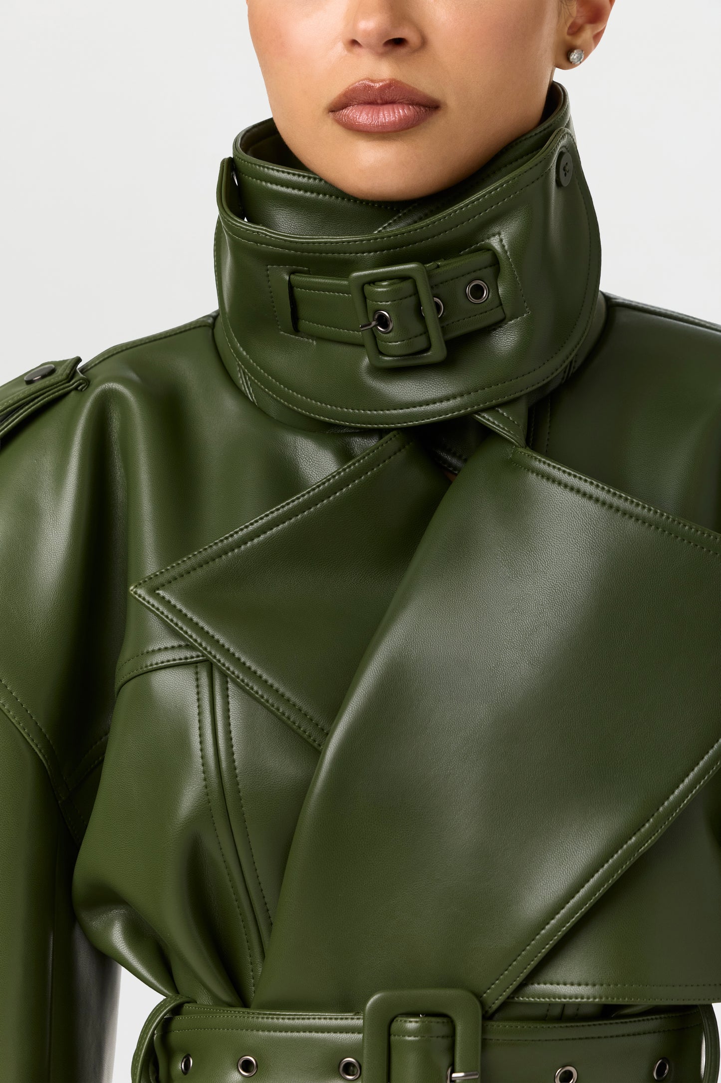 Vegan Leather Belted Jacket