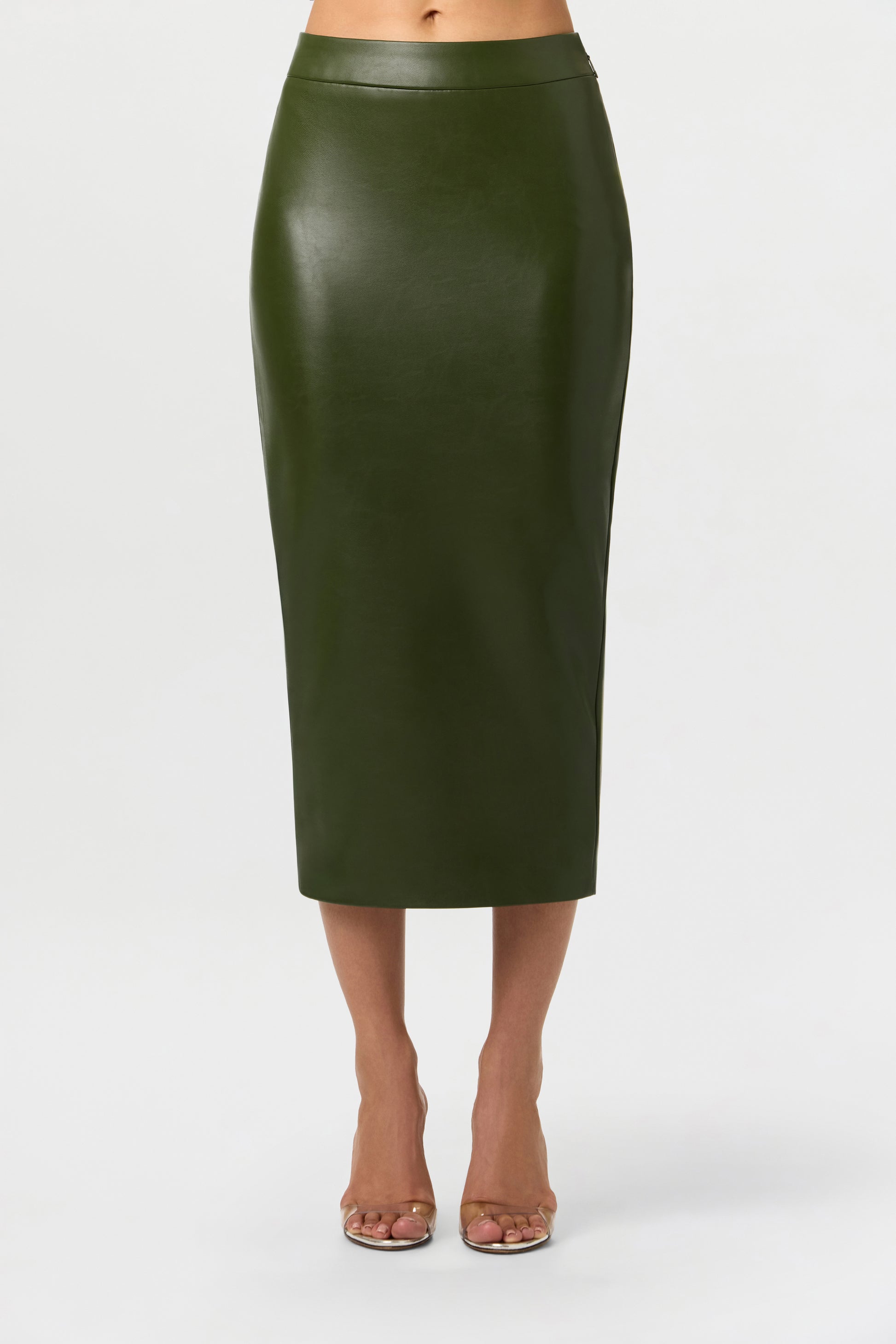 Vegan Leather Midi Skirt