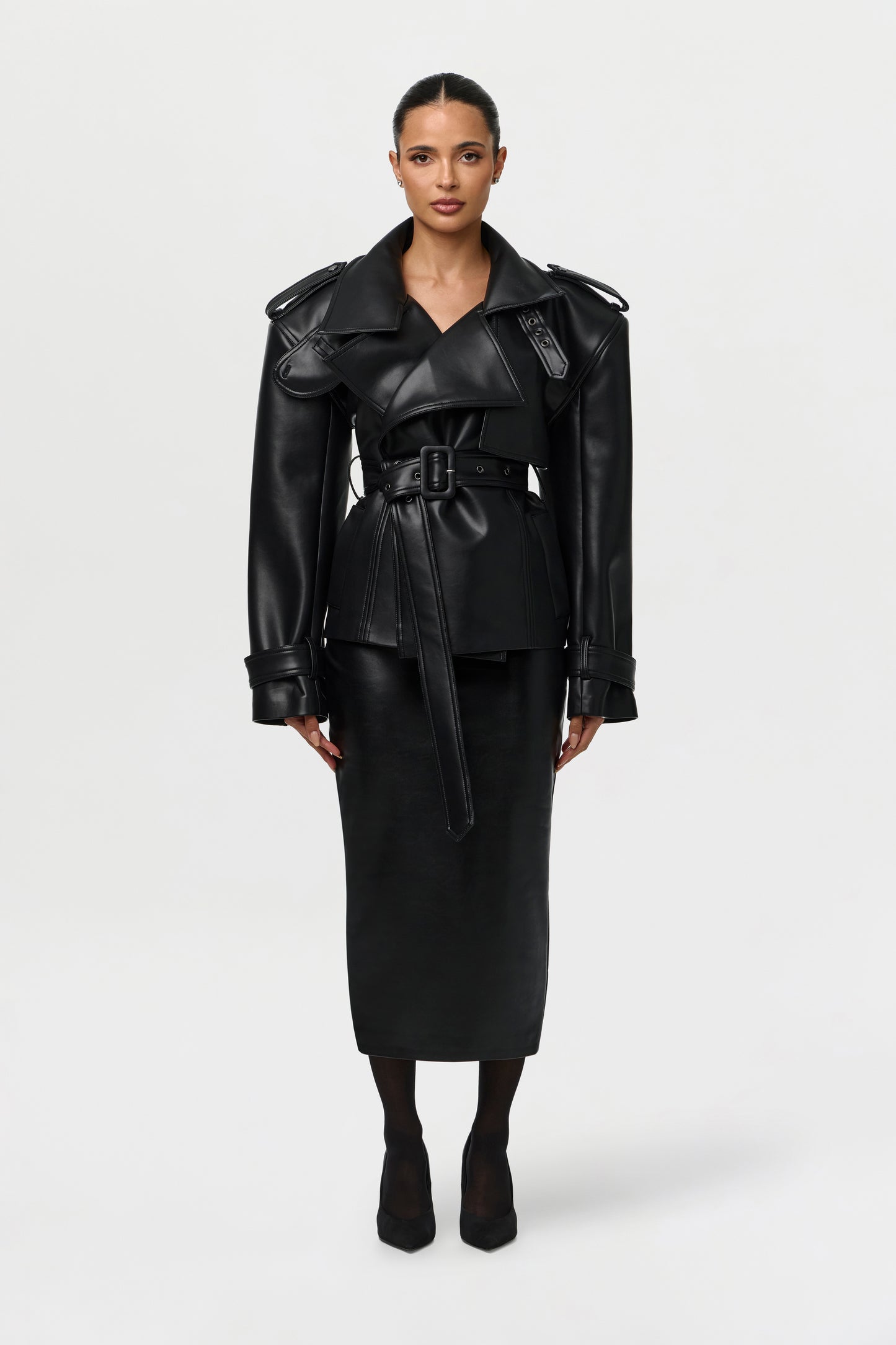 Vegan Leather Midi Skirt